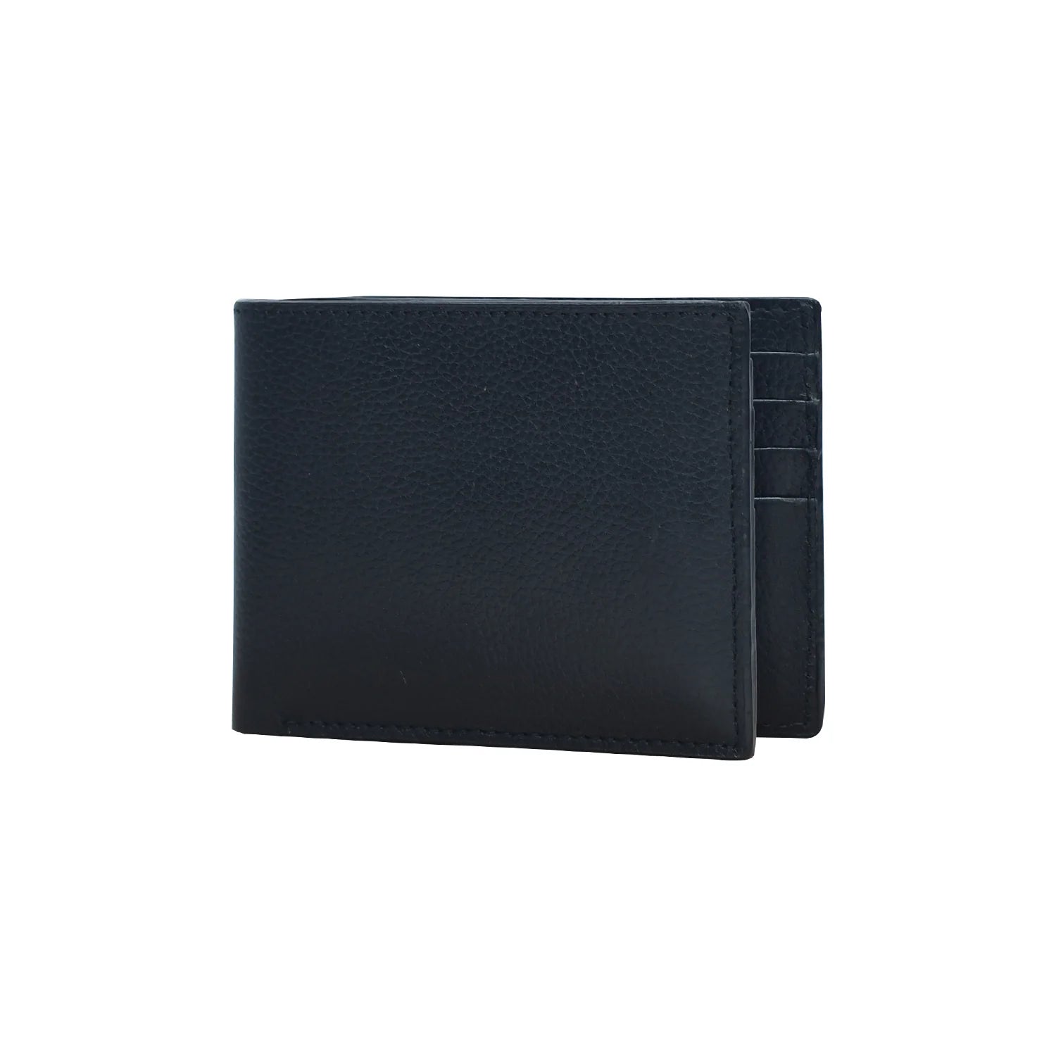 Black Handmade Genuine Leather Bifold Wallet for Men
