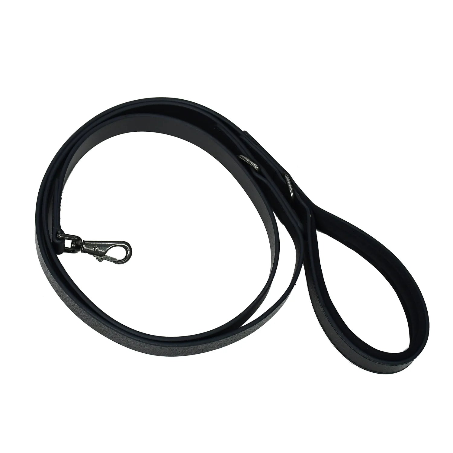 Luxury Premium & Genuine Black Leather Dog Leash with Matte Black Hardware