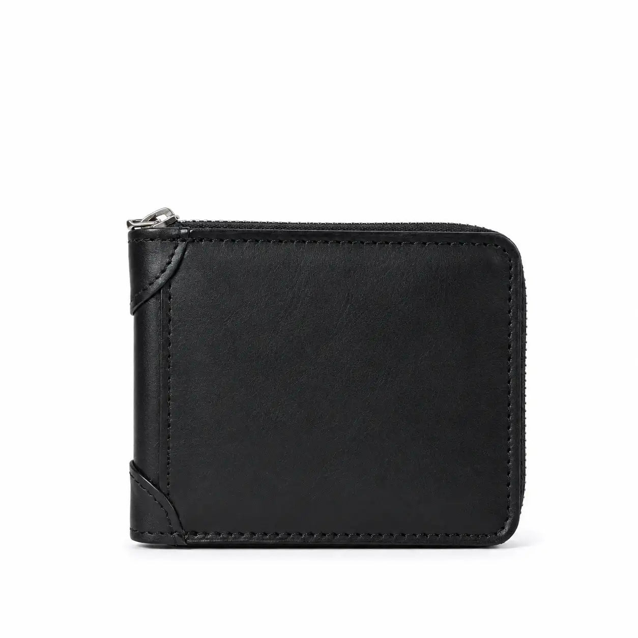 Premium Handmade Black Genuine Leather Zip Around Wallet for Men