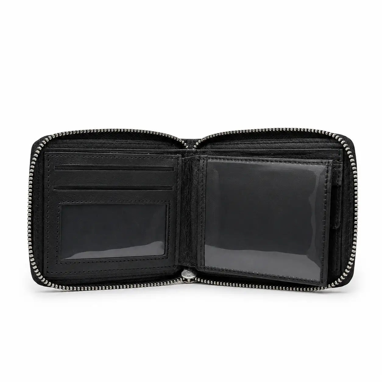 Premium Handmade Black Genuine Leather Zip Around Wallet for Men