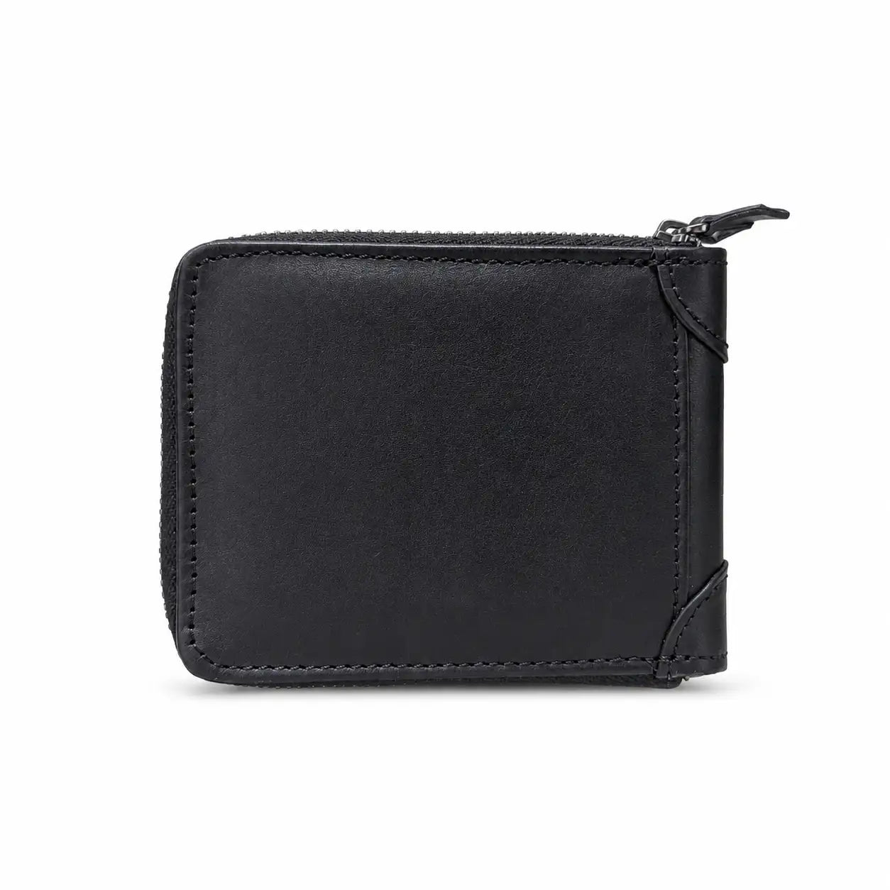 Premium Handmade Black Genuine Leather Zip Around Wallet for Men