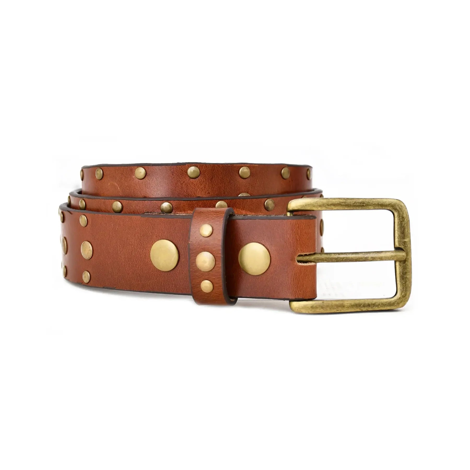 Premium Handmade Genuine Leather Brown Studded Belt for Men