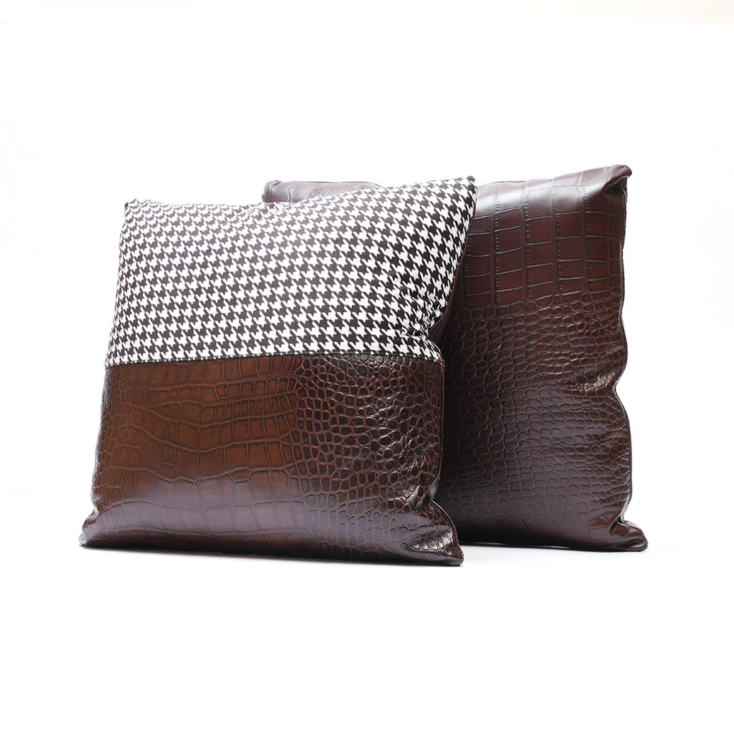 Crocodile Houndstooth Cushion – Bold Texture Meets Classic Pattern | Leather Galleria