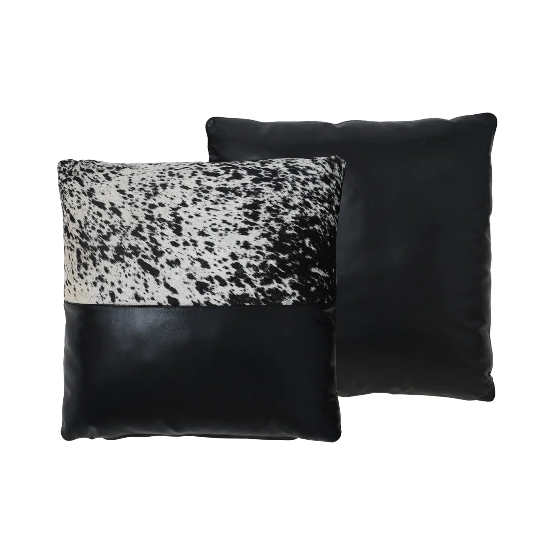 Premium Genuine Leather Hair-On Cowhide Cushion – Black Contrast