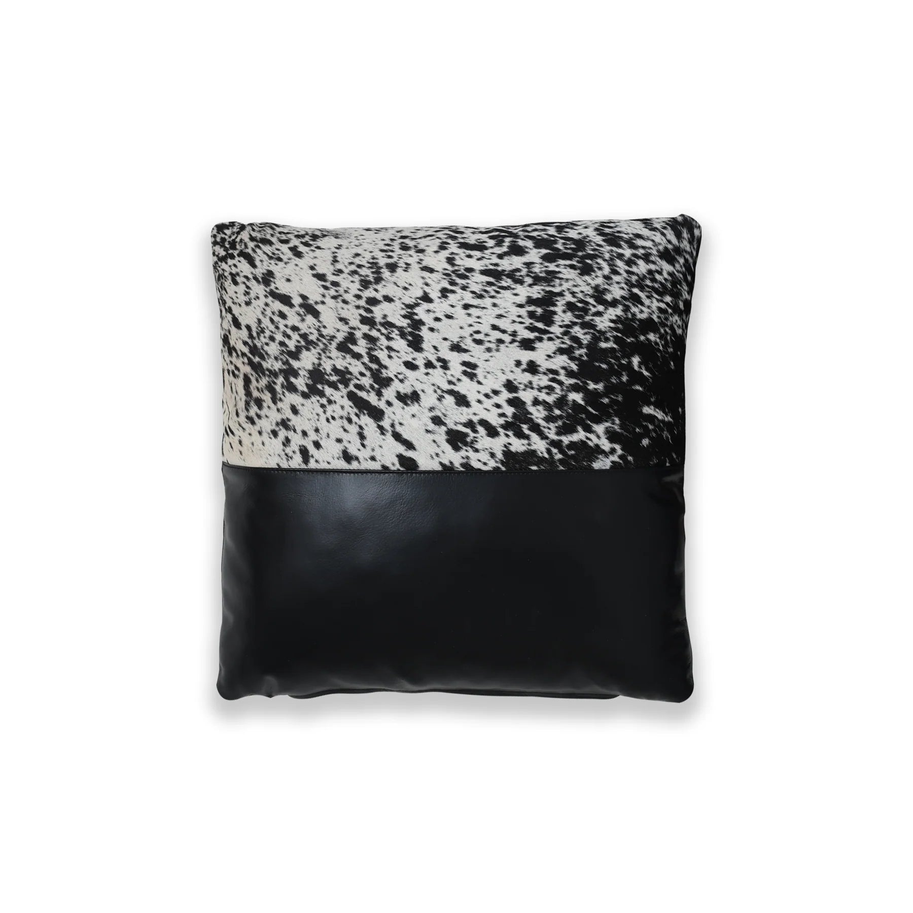 Premium Genuine Leather Hair-On Cowhide Cushion – Black Contrast