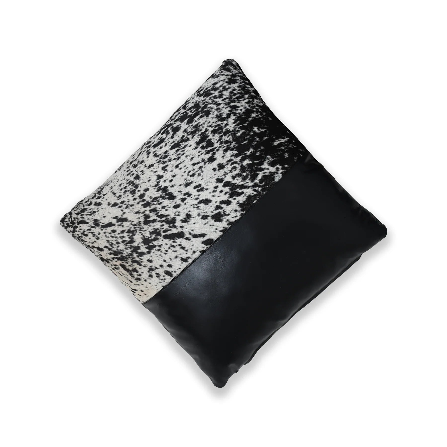 Premium Genuine Leather Hair-On Cowhide Cushion – Black Contrast