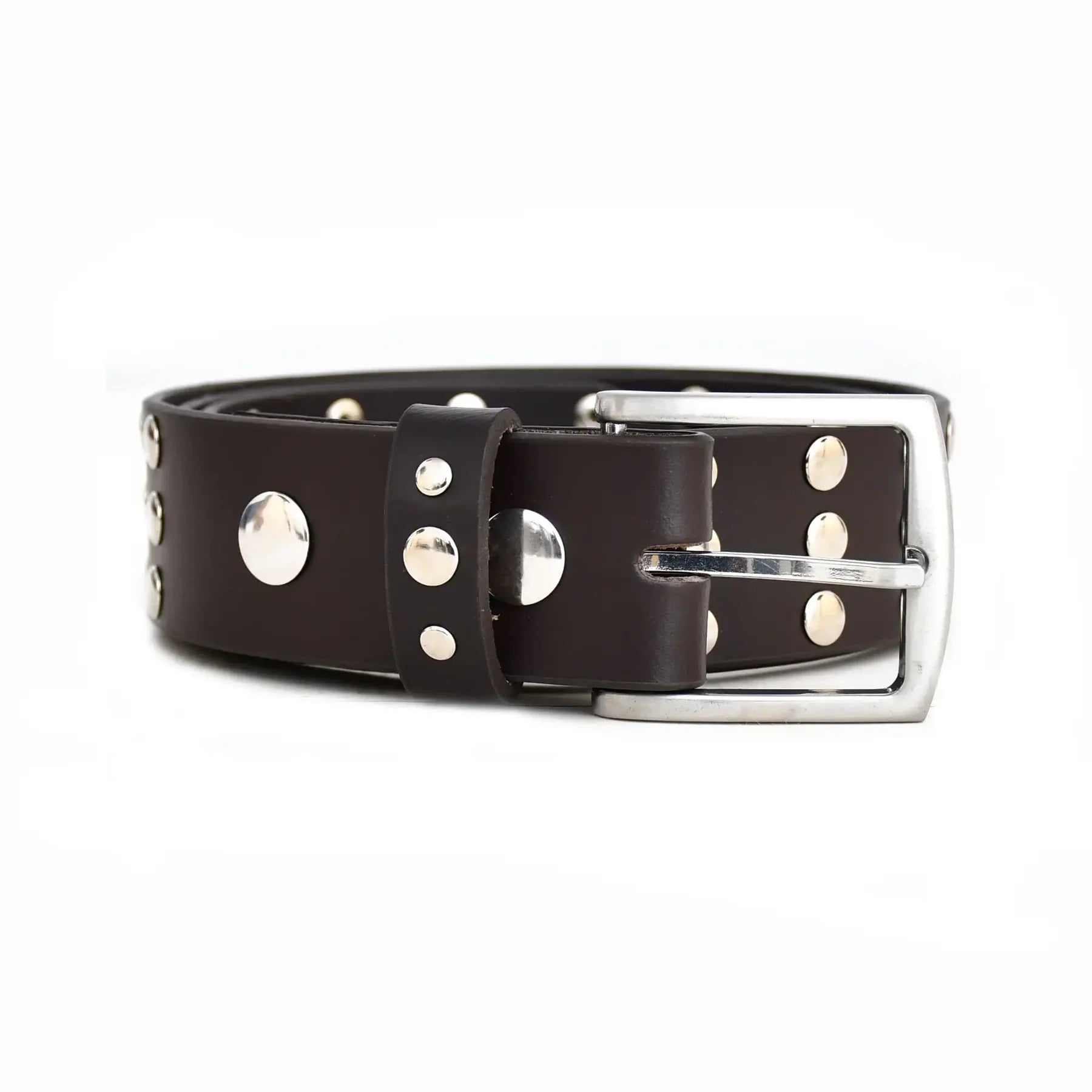 Premium Handmade Genuine Leather Brown Studded Belt for Men