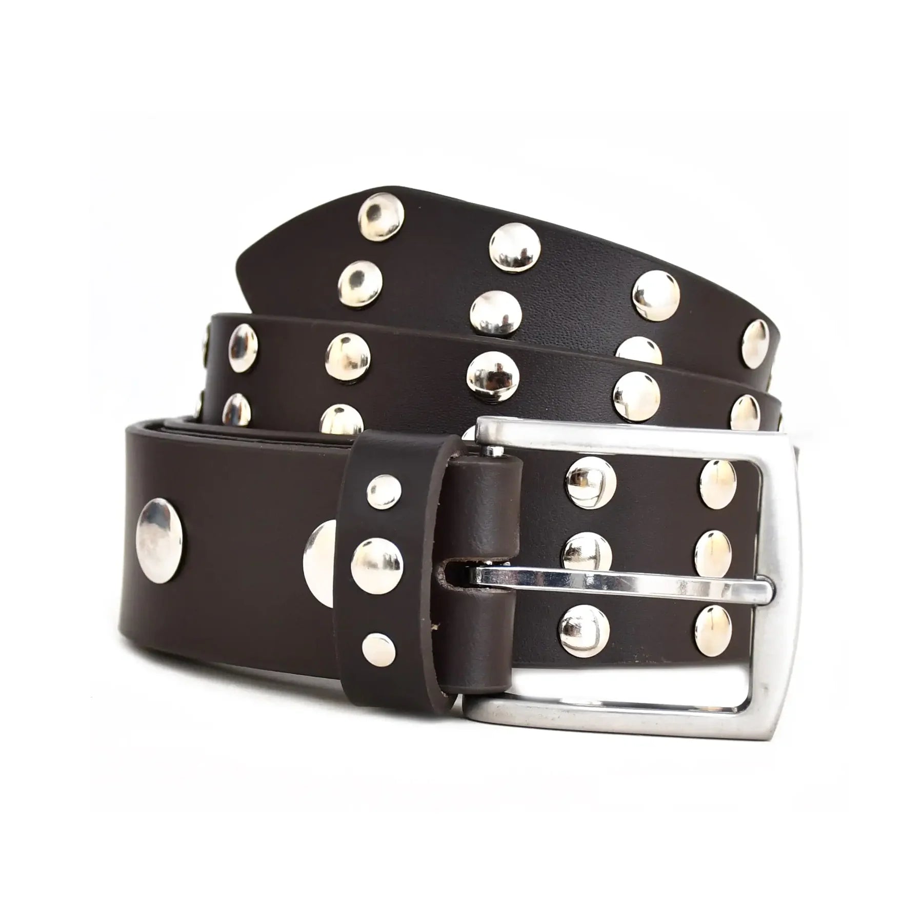 Premium Handmade Genuine Leather Brown Studded Belt for Men