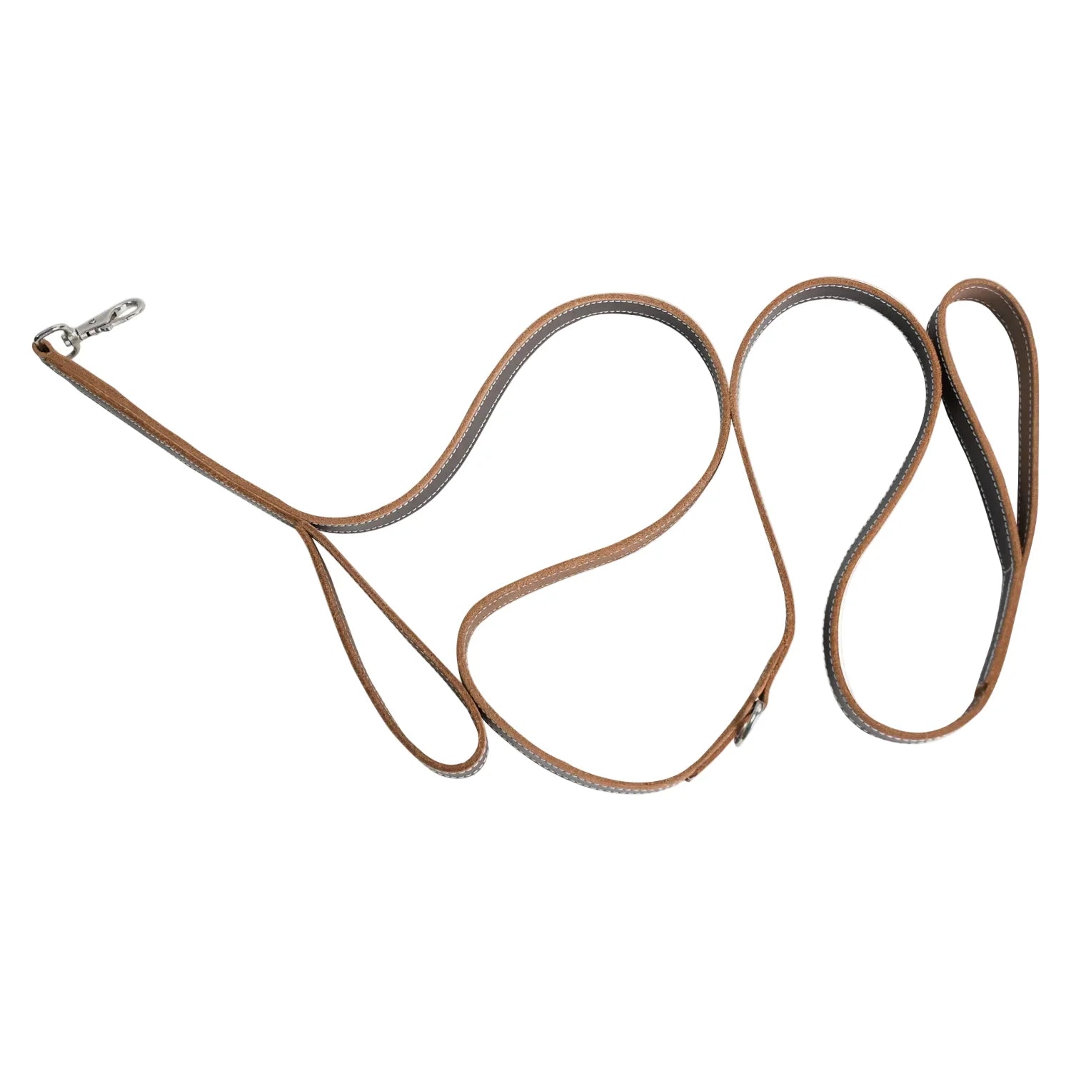 Luxury Premium & Genuine Dual-Tone Leather Dog Leash – Dark Chocolate & Tan
