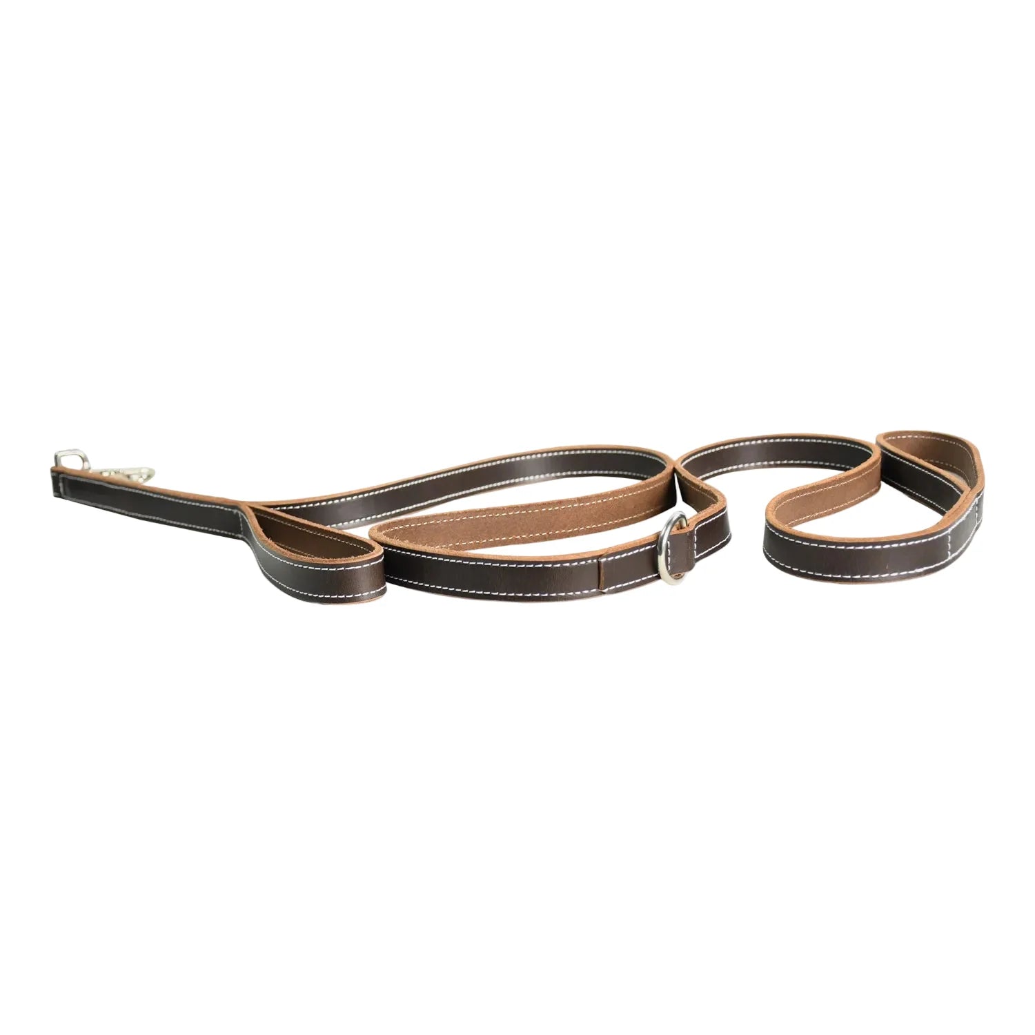 Luxury Premium & Genuine Dual-Tone Leather Dog Leash – Dark Chocolate & Tan