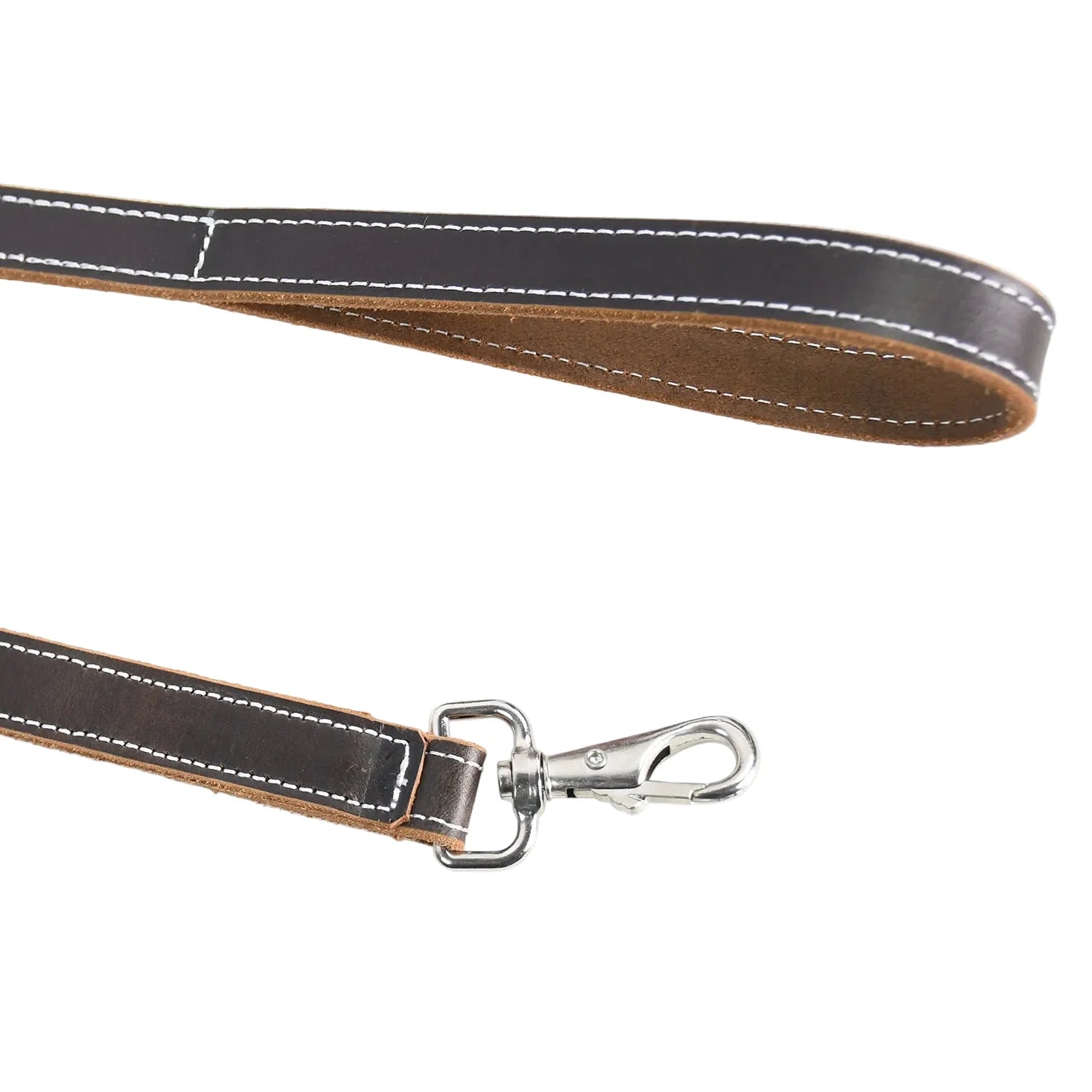Luxury Premium & Genuine Dual-Tone Leather Dog Leash – Dark Chocolate & Tan