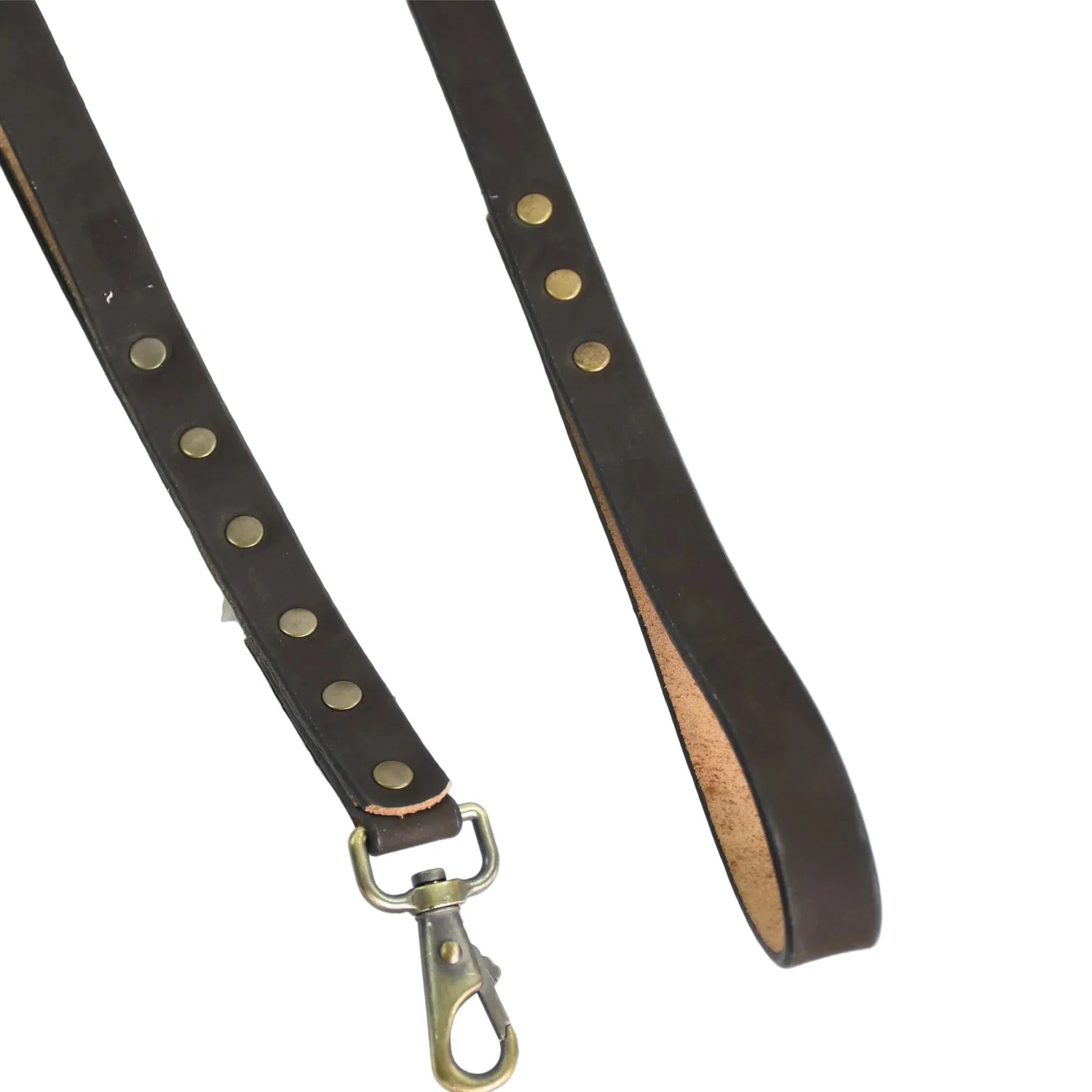 Luxury Premium Genuine Espresso Leather Dog Leash – Natural Tan Backing