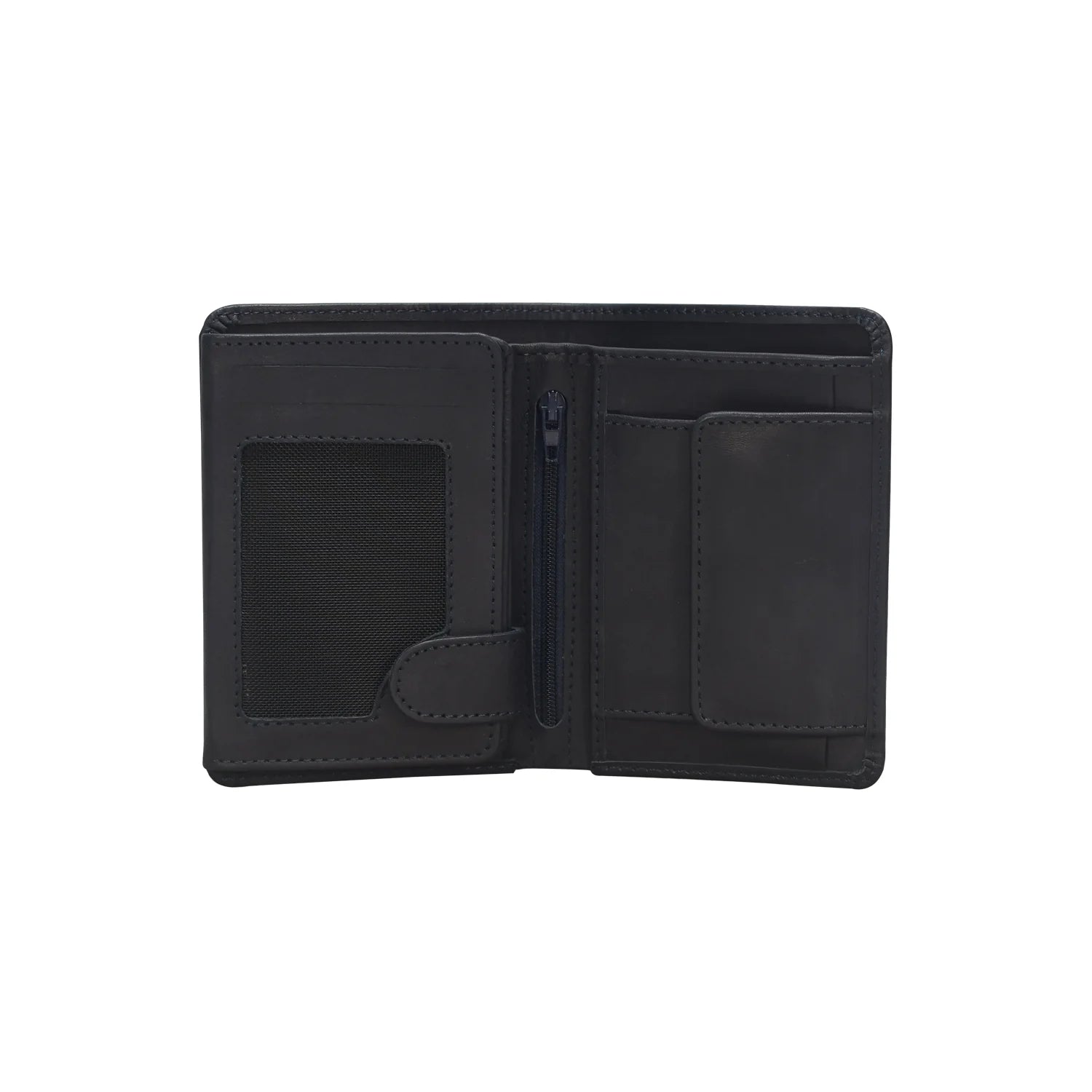 Premium Handmade Genuine Leather Bifold Wallet – Classic Black