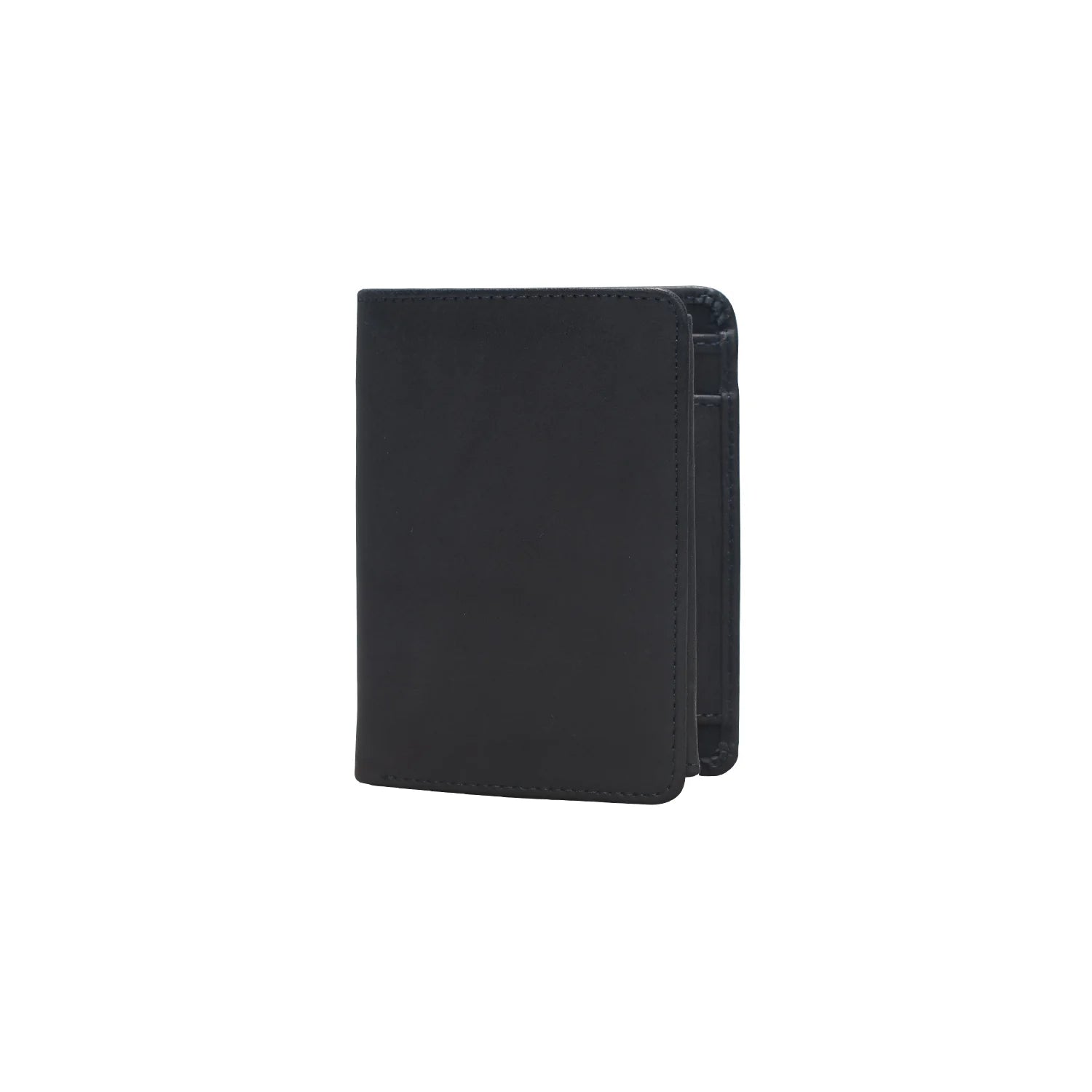 Premium Handmade Genuine Leather Bifold Wallet with Zip Pocket – Classic Black