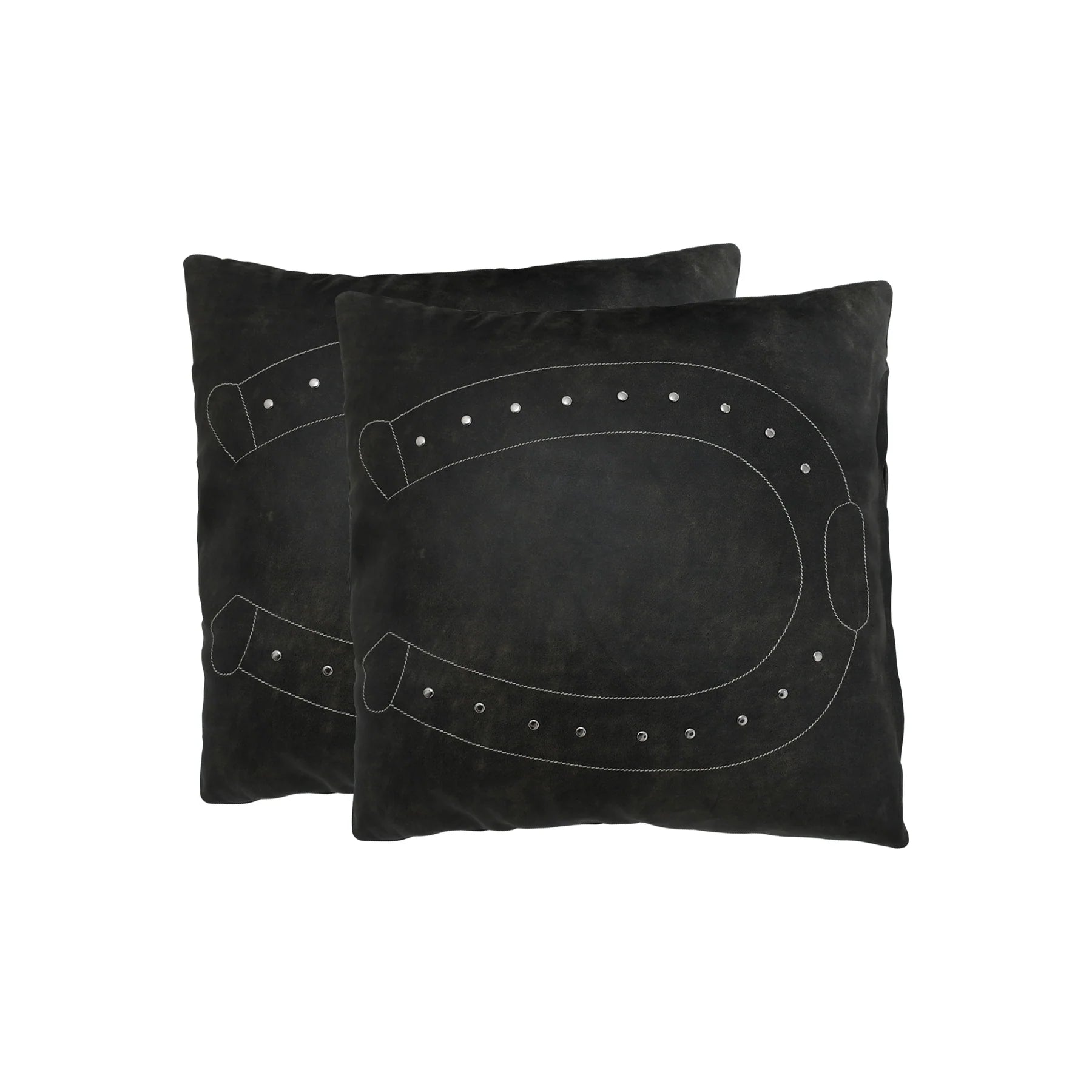 Premium Genuine Leather Cushion – Studded Horseshoe Design