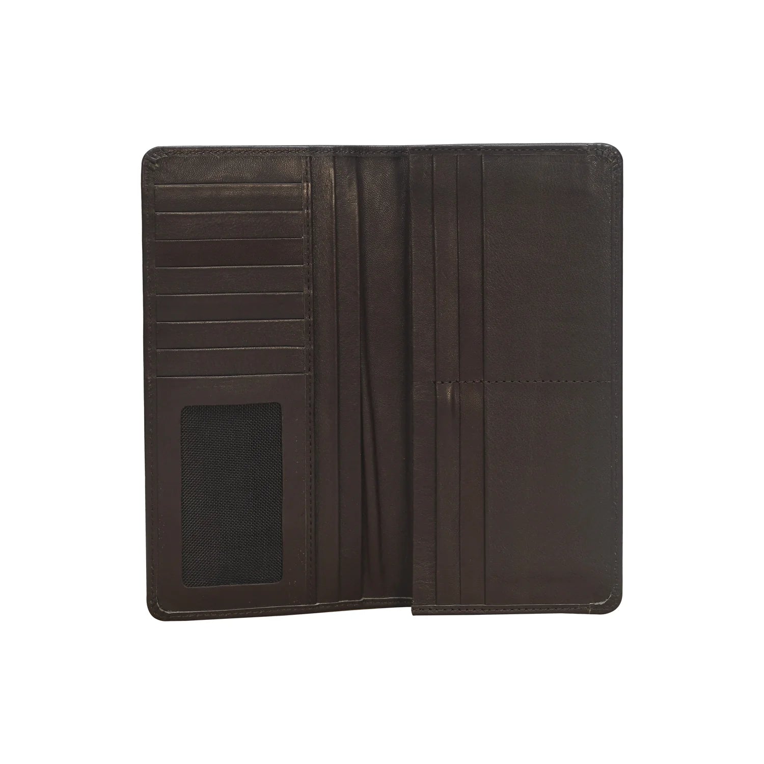 Premium Genuine Leather Long Bifold Wallet – Dark Espresso