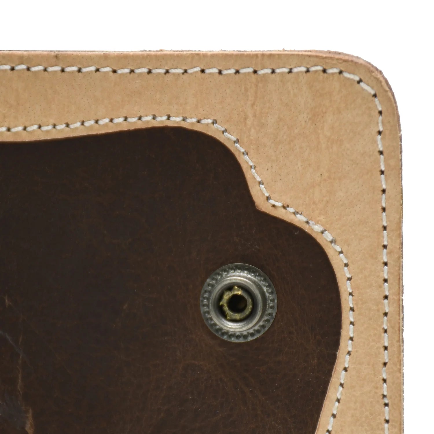 Luxury Handmade Genuine Leather Long Wallet with Snap Closure – Dual Tone Brown