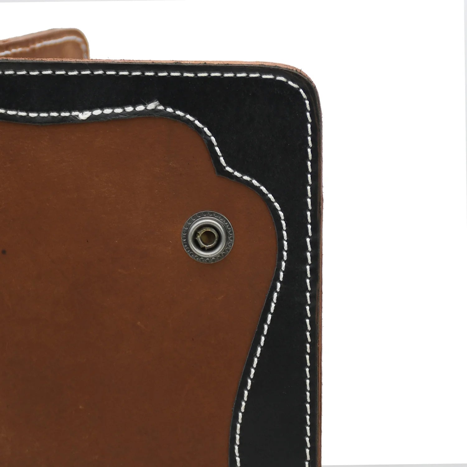 Luxury Handmade Genuine Leather Long Wallet with Snap Closure – Dual Tone Brown & Black