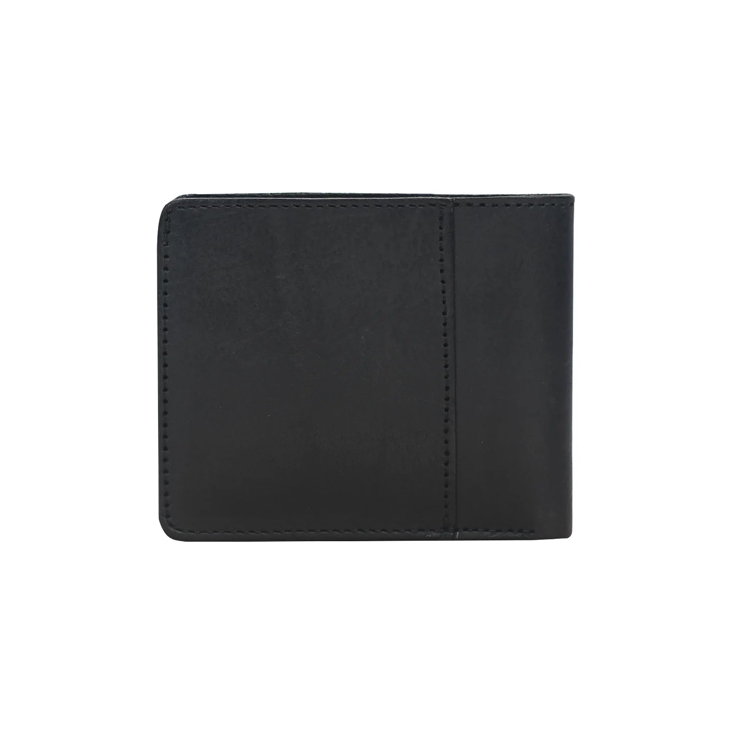 Premium Handmade Genuine Leather Slim Bifold Wallet – Black Signature Edition