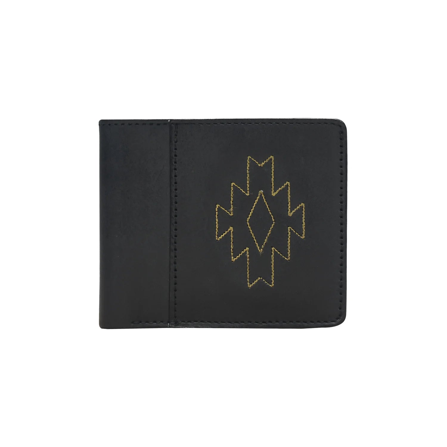 Premium Handmade Genuine Leather Slim Bifold Wallet – Black Signature Edition