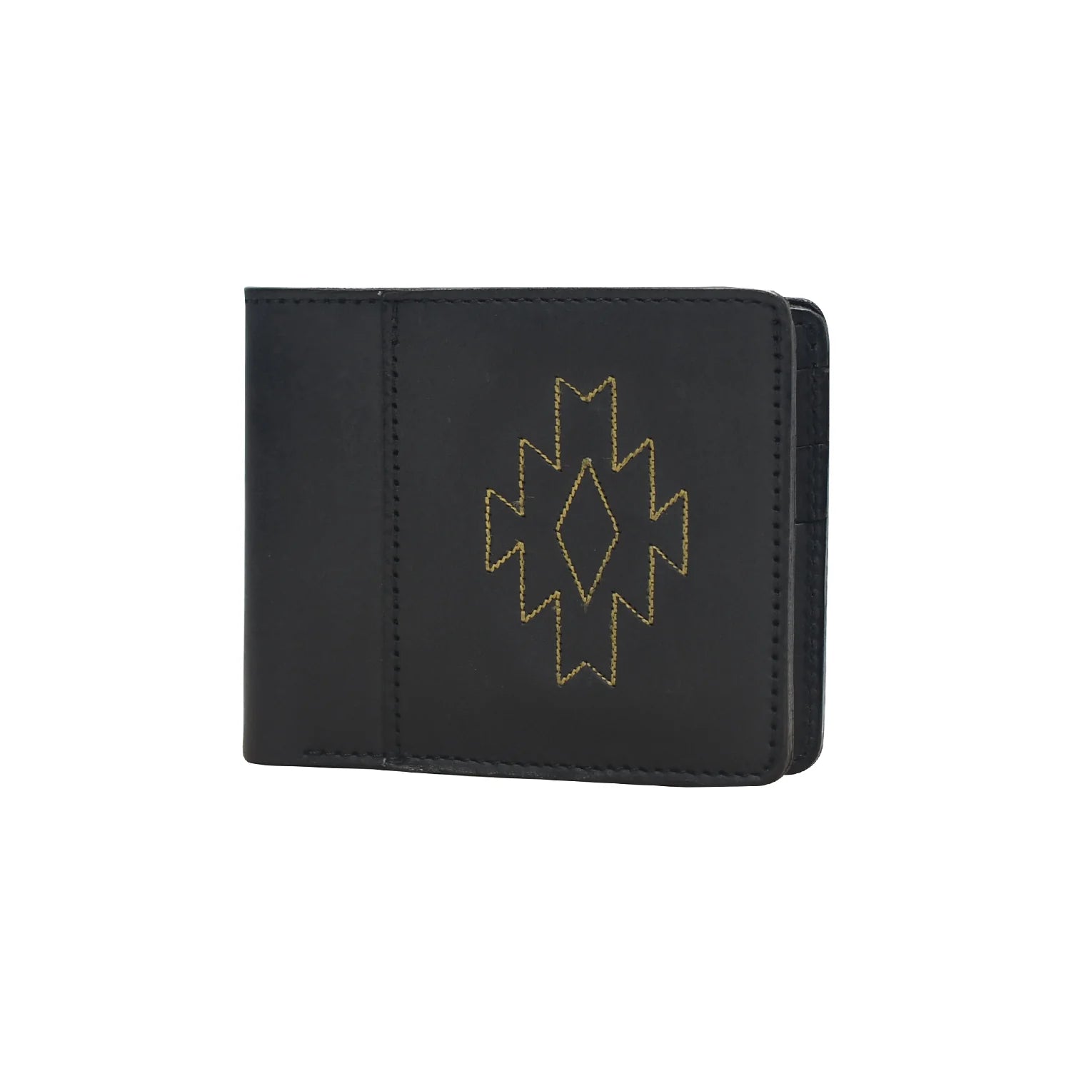 Premium Handmade Genuine Leather Slim Bifold Wallet – Black Signature Edition