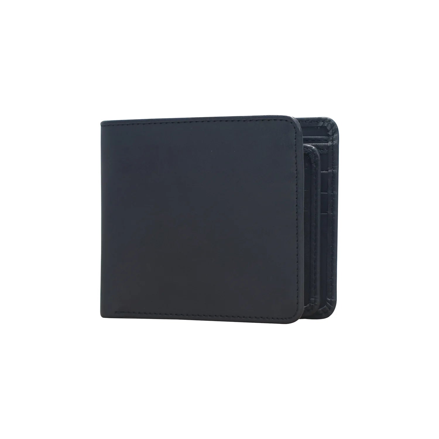 Premium Handmade Genuine Leather Slim Bifold Wallet with ID Window – Classic Black