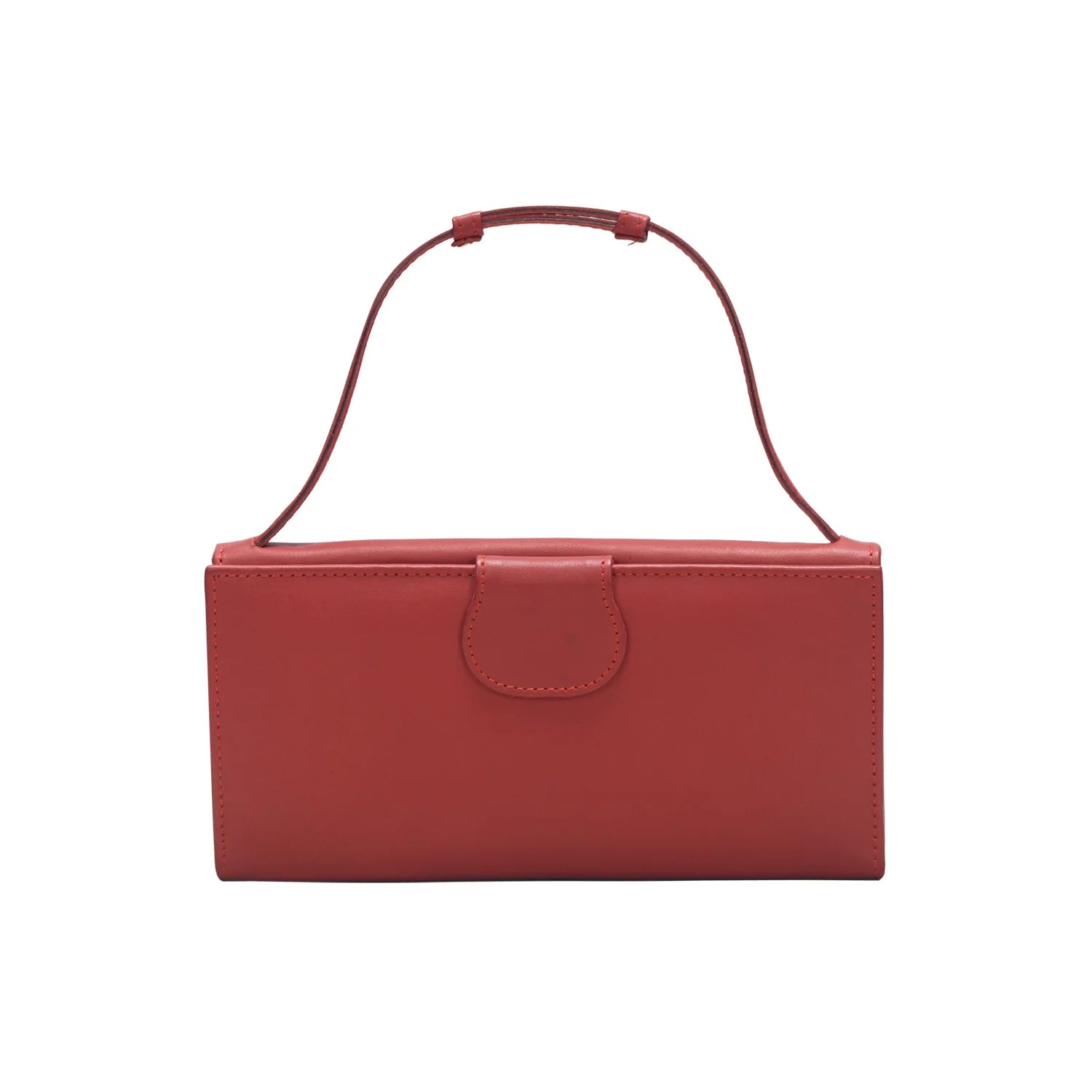 Premium Genuine Leather Women’s Top-Handle Clutch Bag in Ruby Red
