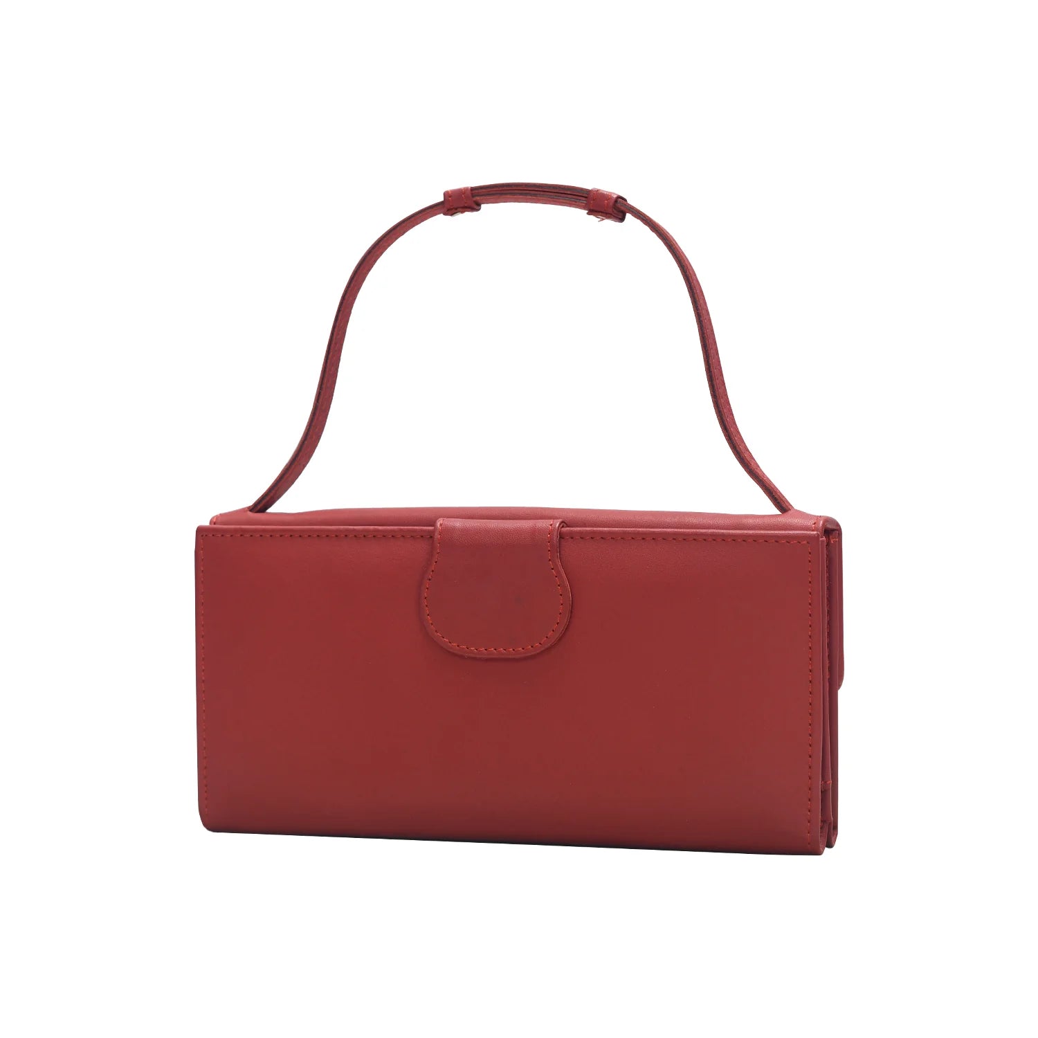Premium Genuine Leather Women’s Top-Handle Clutch Bag in Ruby Red