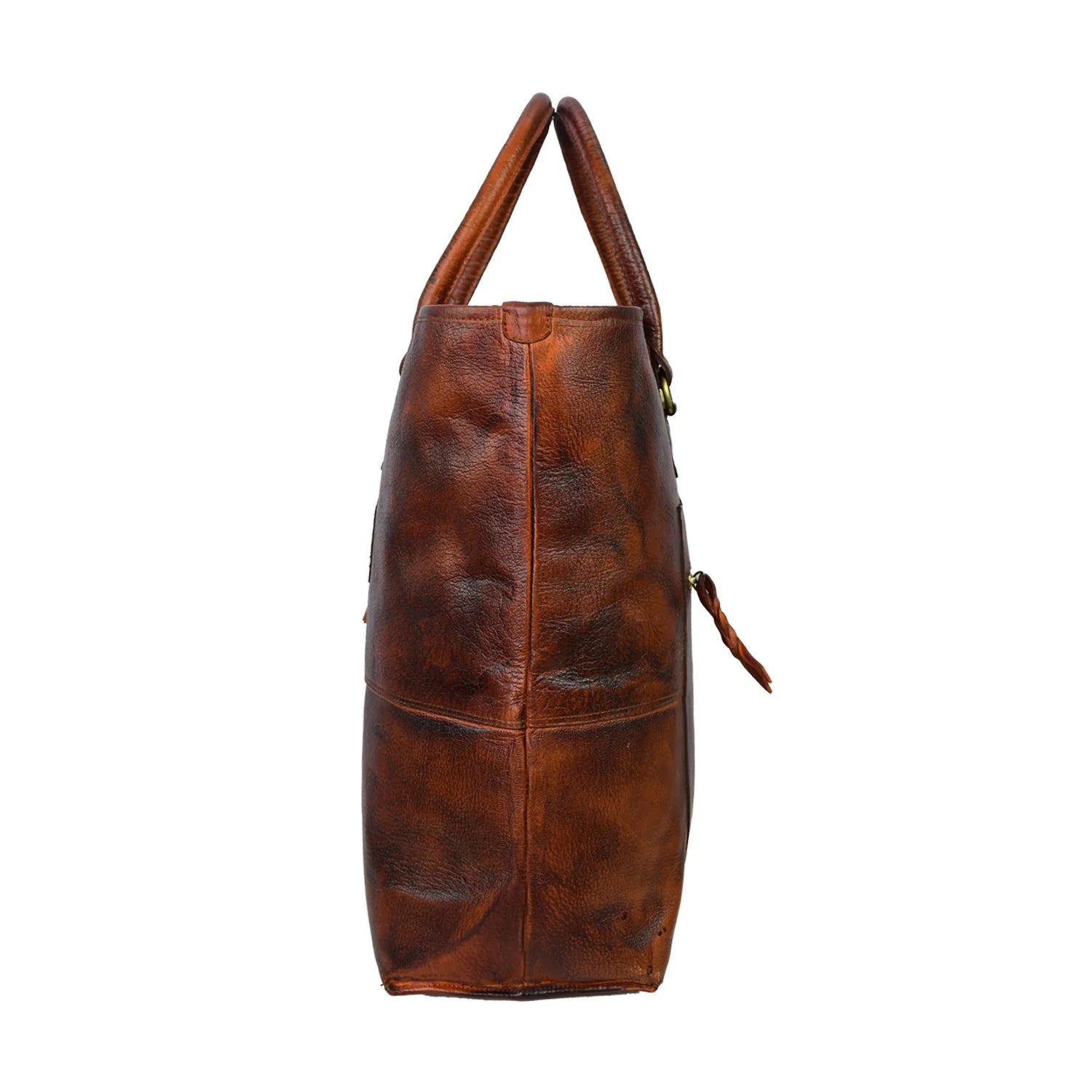 Premium Genuine Leather Women’s Tan Tote Bag with Zip Pocket