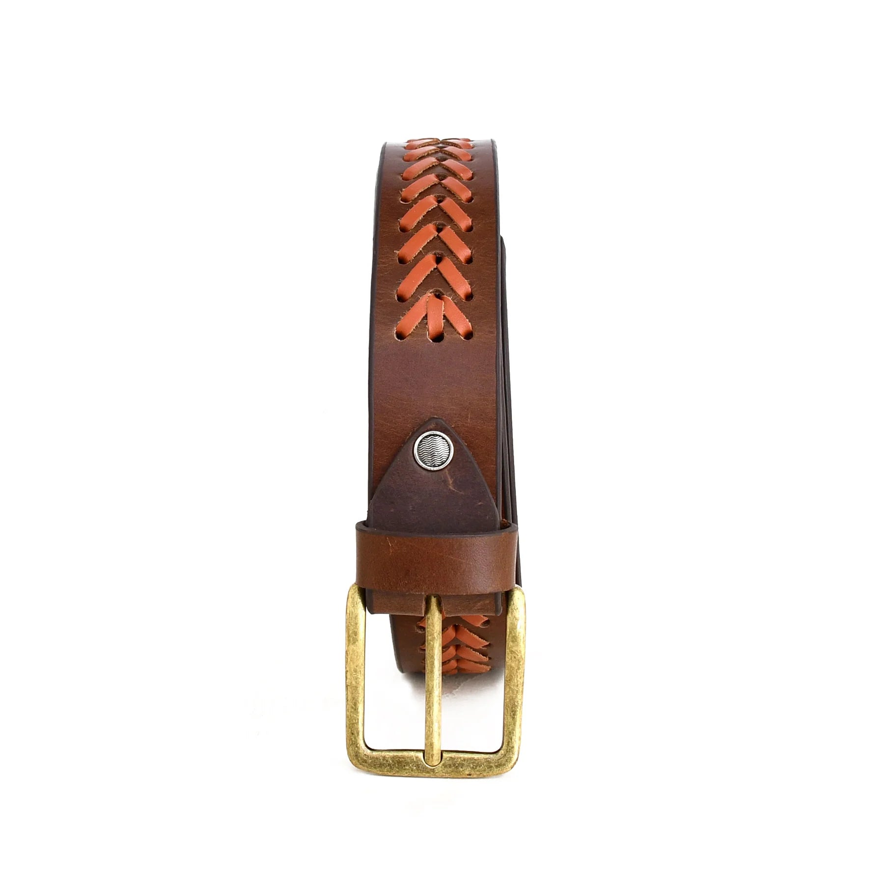 Premium Brown Double-Layer Genuine Leather Braided Belt