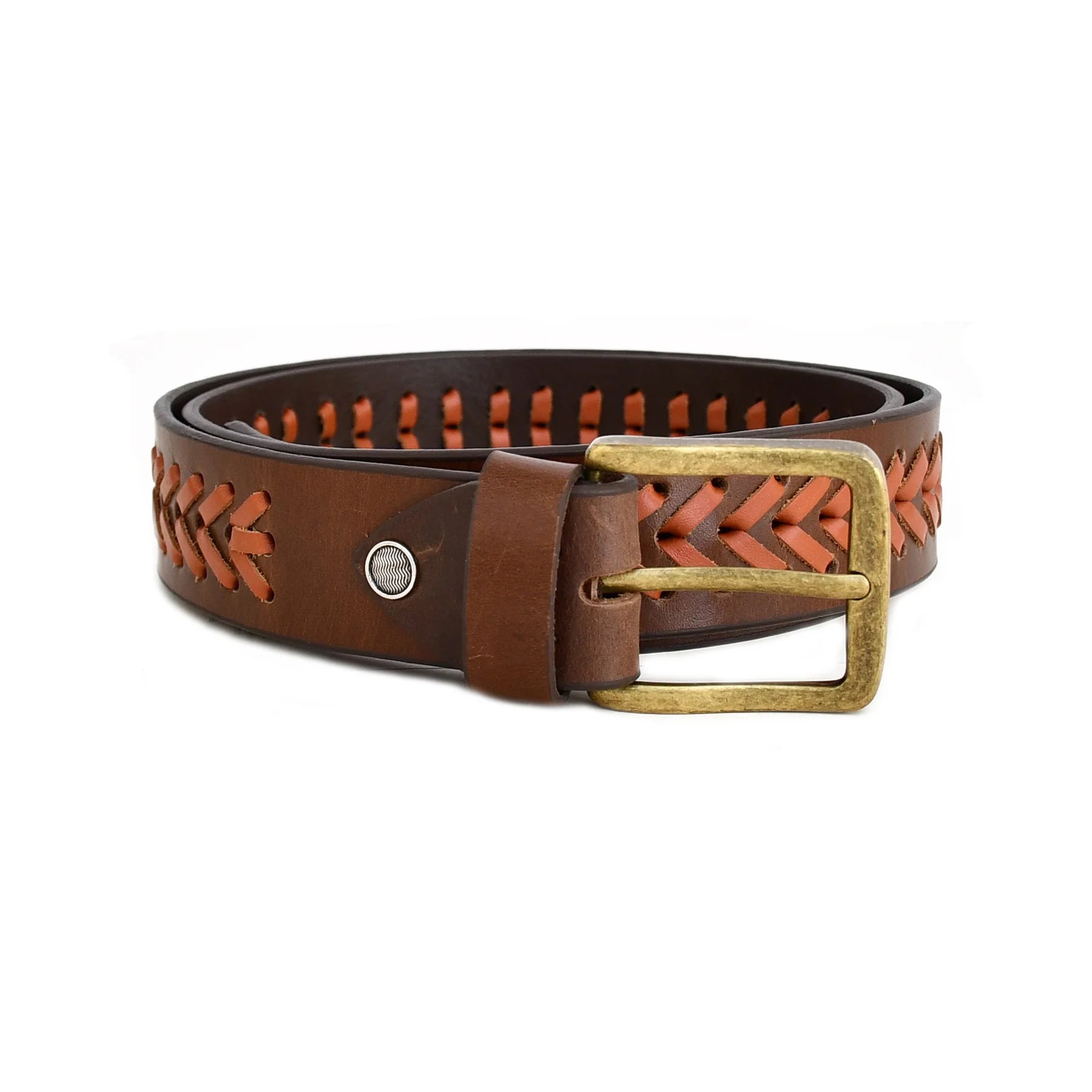 Premium Brown Double-Layer Genuine Leather Braided Belt