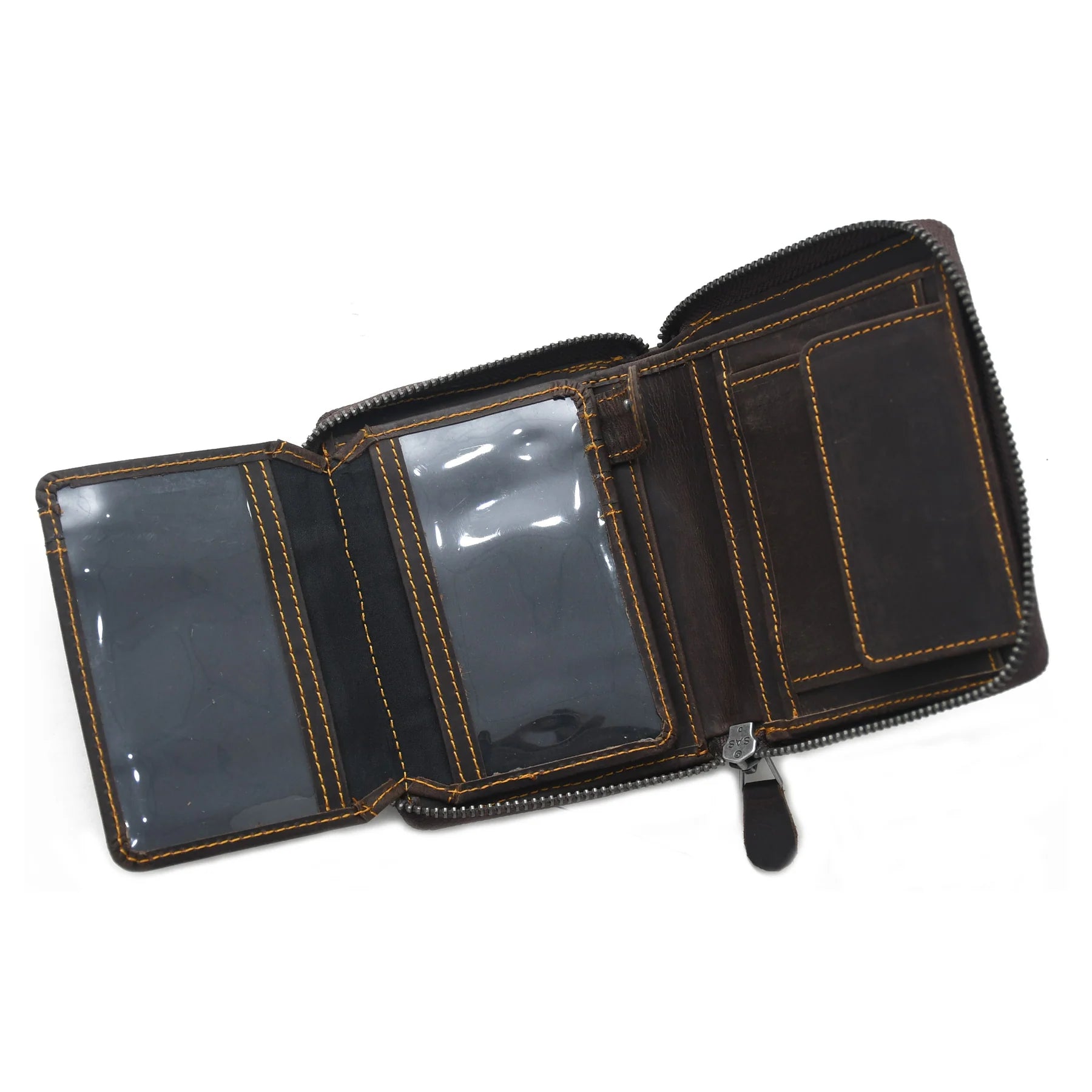 Premium Hand Made Genuine Leather Zip Around Wallet Organizer