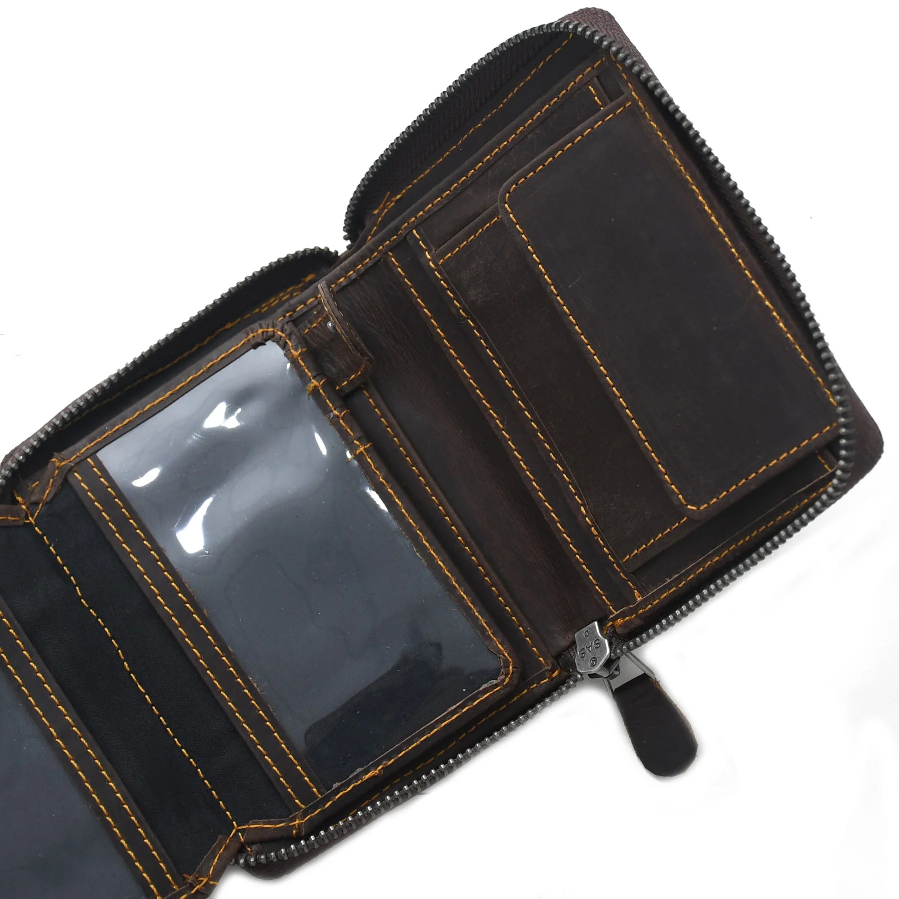 Premium Hand Made Genuine Leather Zip Around Wallet Organizer