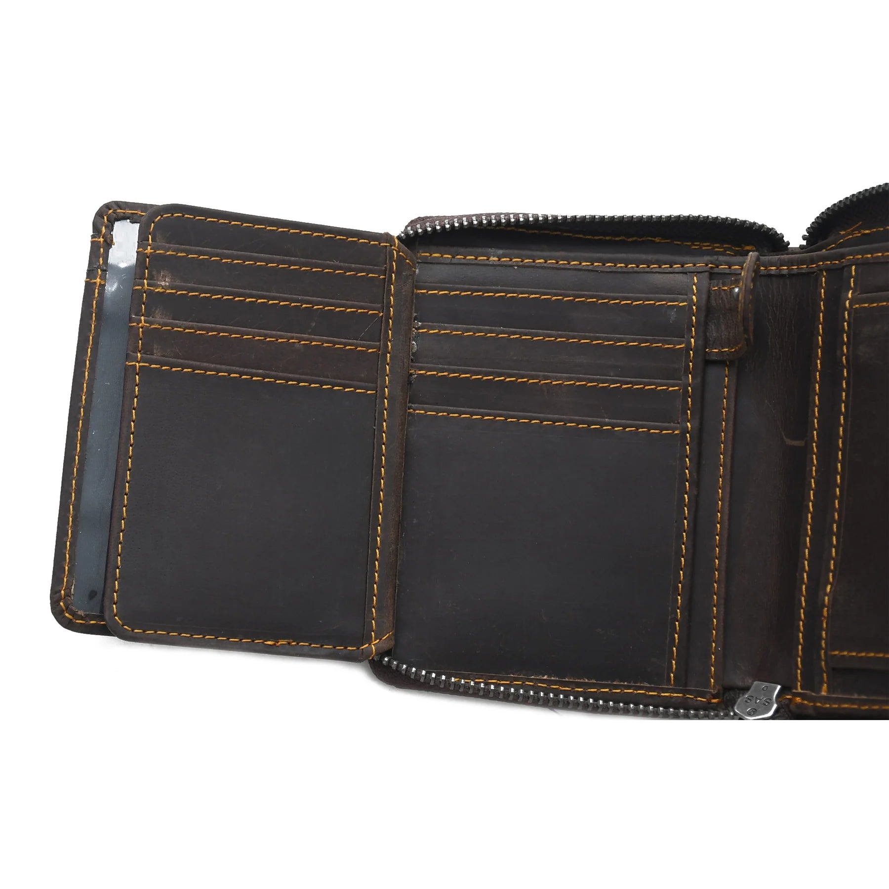 Premium Hand Made Genuine Leather Zip Around Wallet Organizer