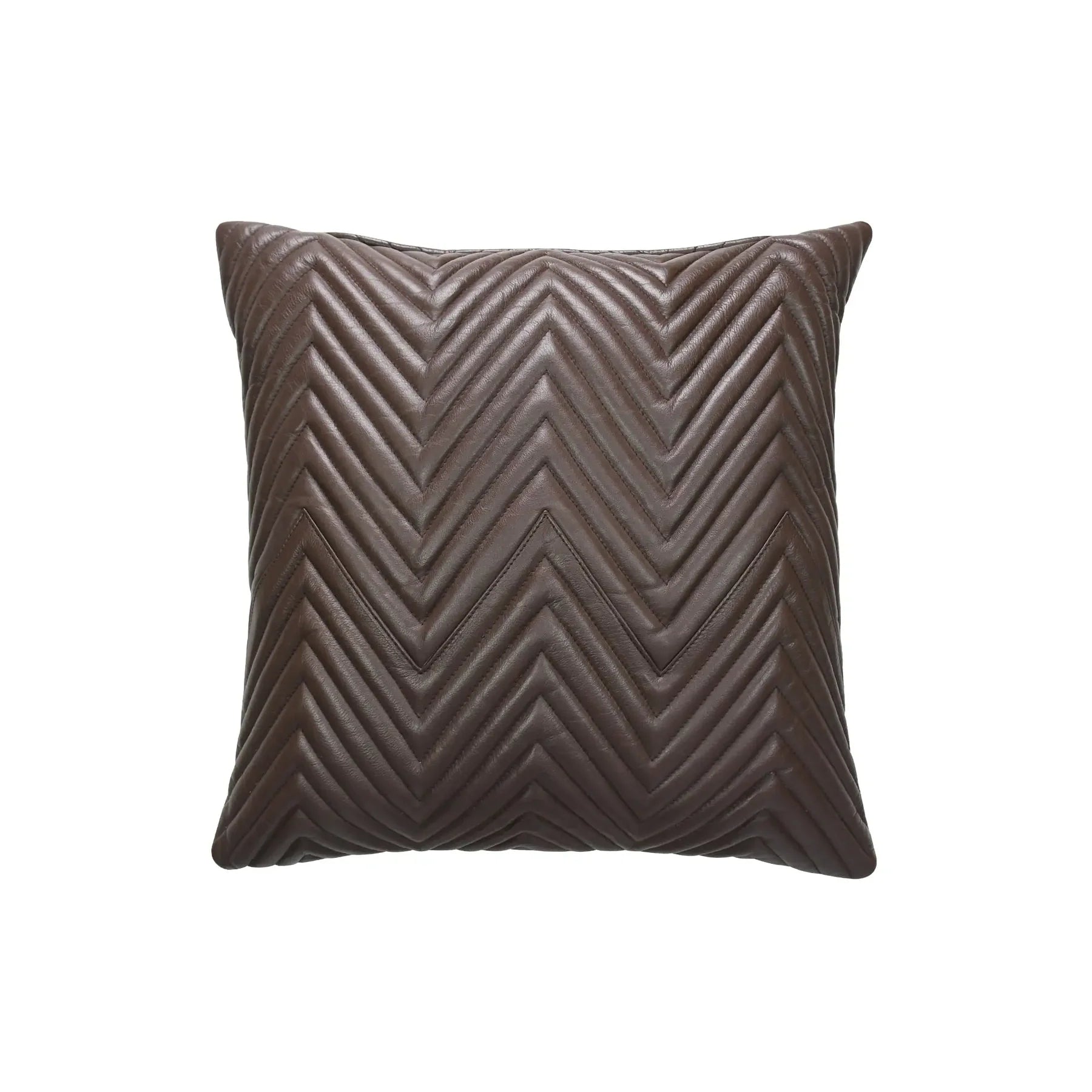 Handmade Genuine Leather Chevron Quilted Cushion | Double Designed