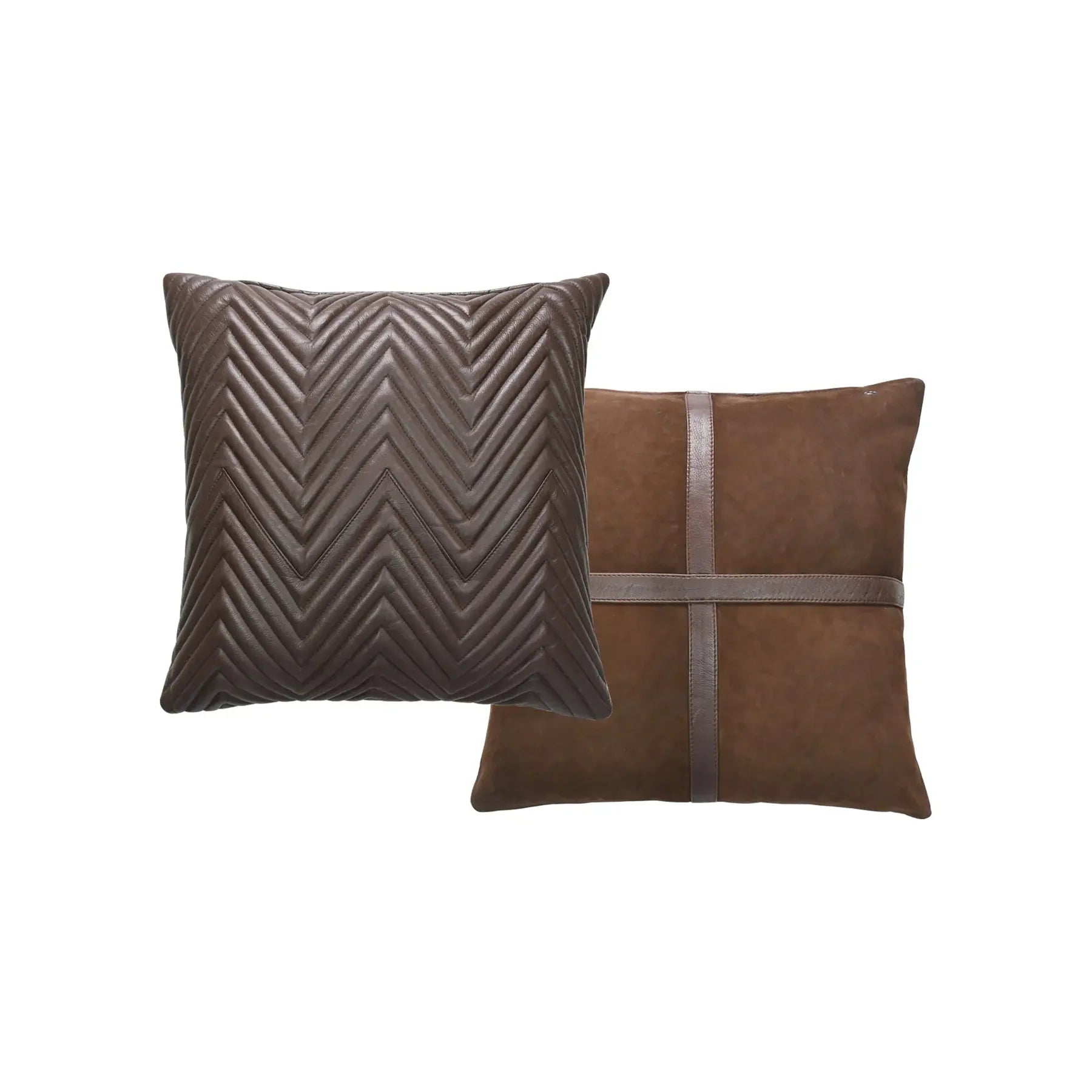 Handmade Genuine Leather Chevron Quilted Cushion | Double Designed