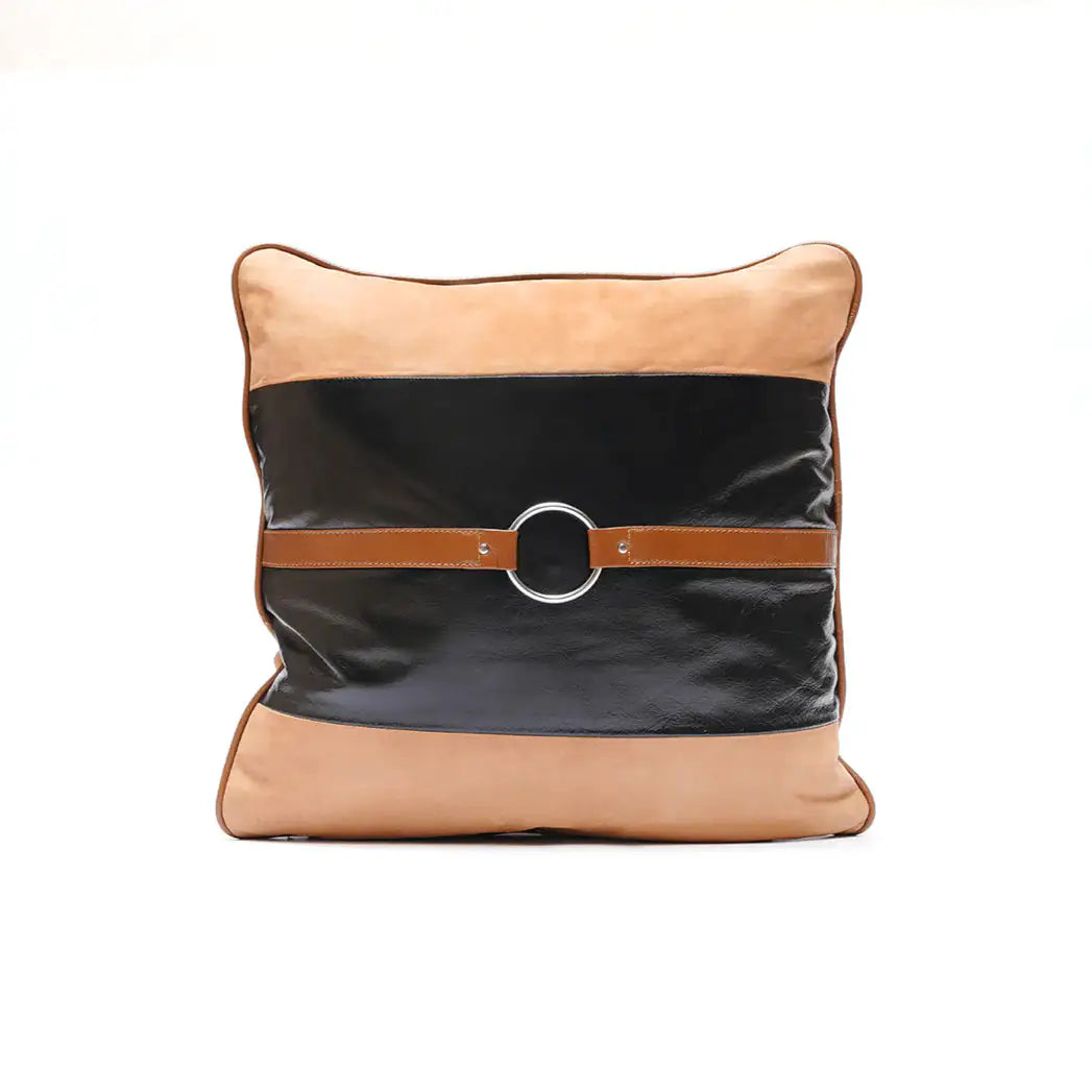 Premium Handmade Genuine Leather Dual Tone Belt Detail Cushion