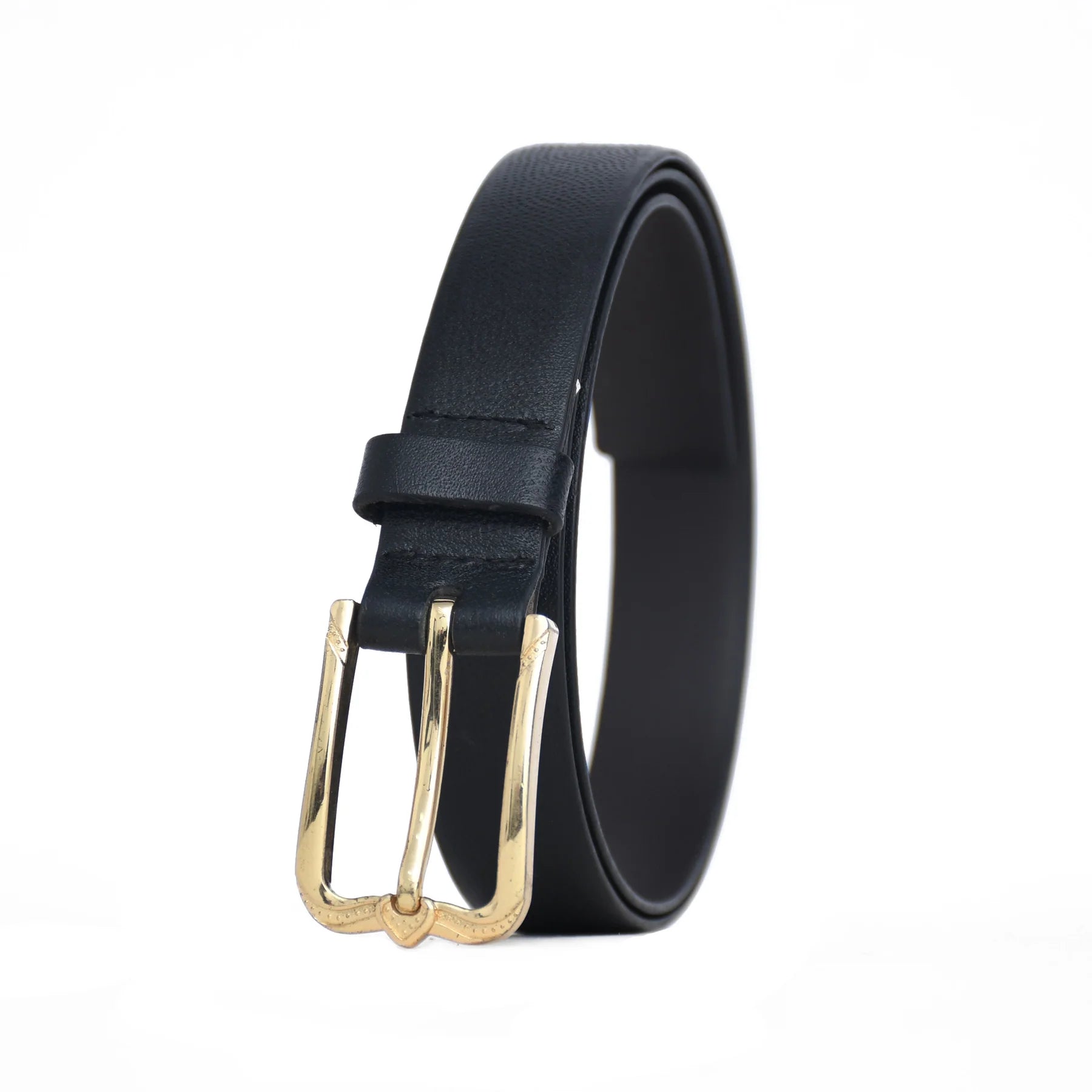 Luxury Handmade Genuine Leather Ladies Belt | Classic Black Minimal