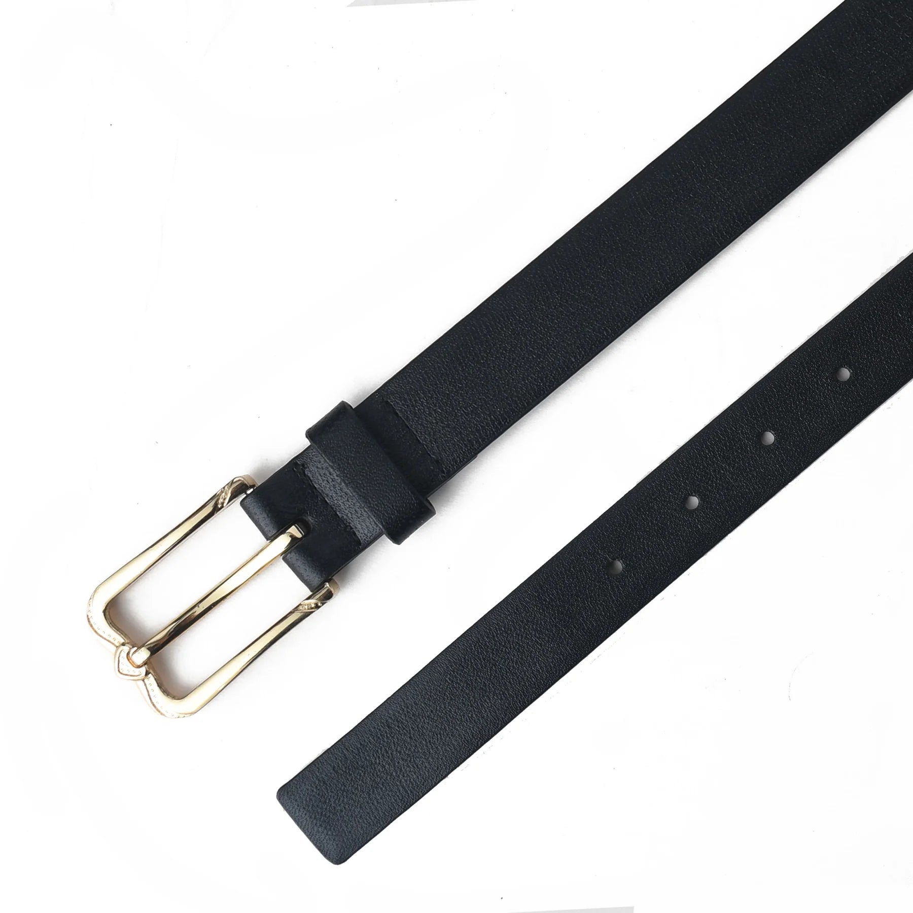 Luxury Handmade Genuine Leather Ladies Belt | Classic Black Minimal