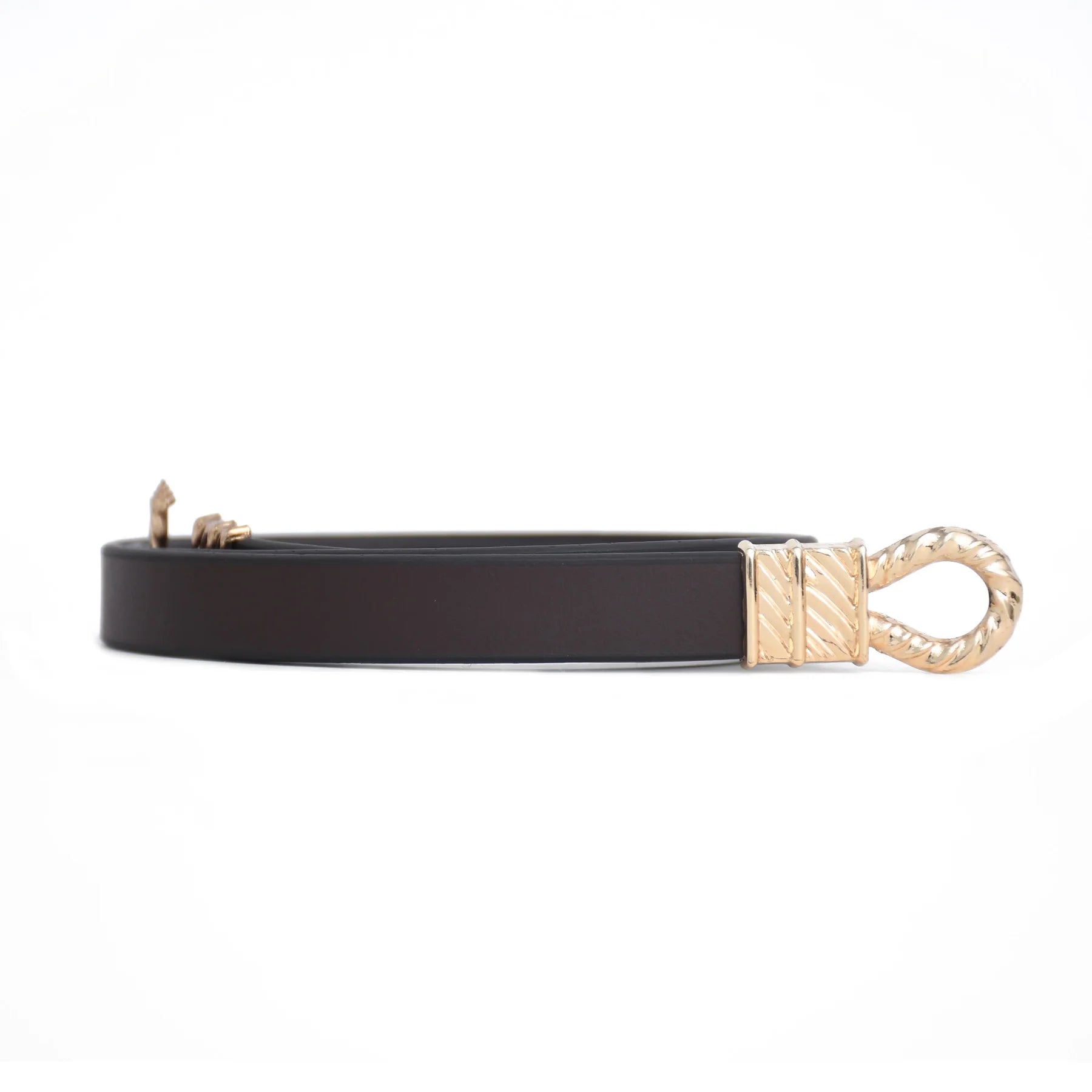 Luxury Handmade Genuine Leather Ladies Belt – Black Gold Hook Buckle