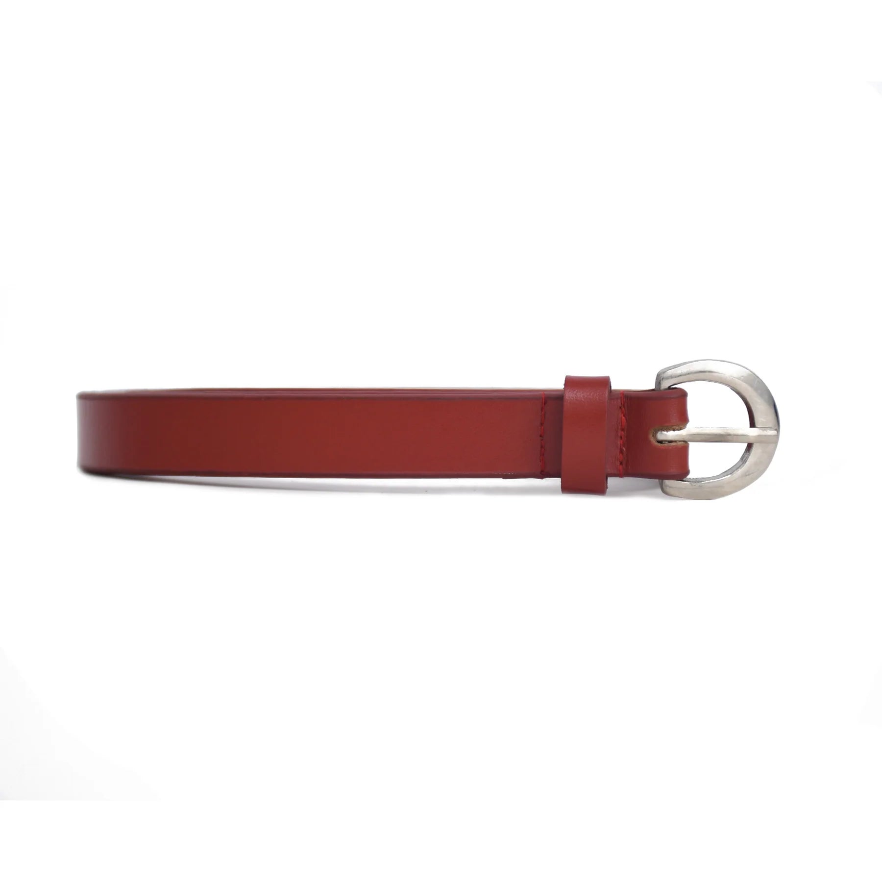 Luxury Handmade Genuine Leather Ladies Belt – Classic Red Minimal