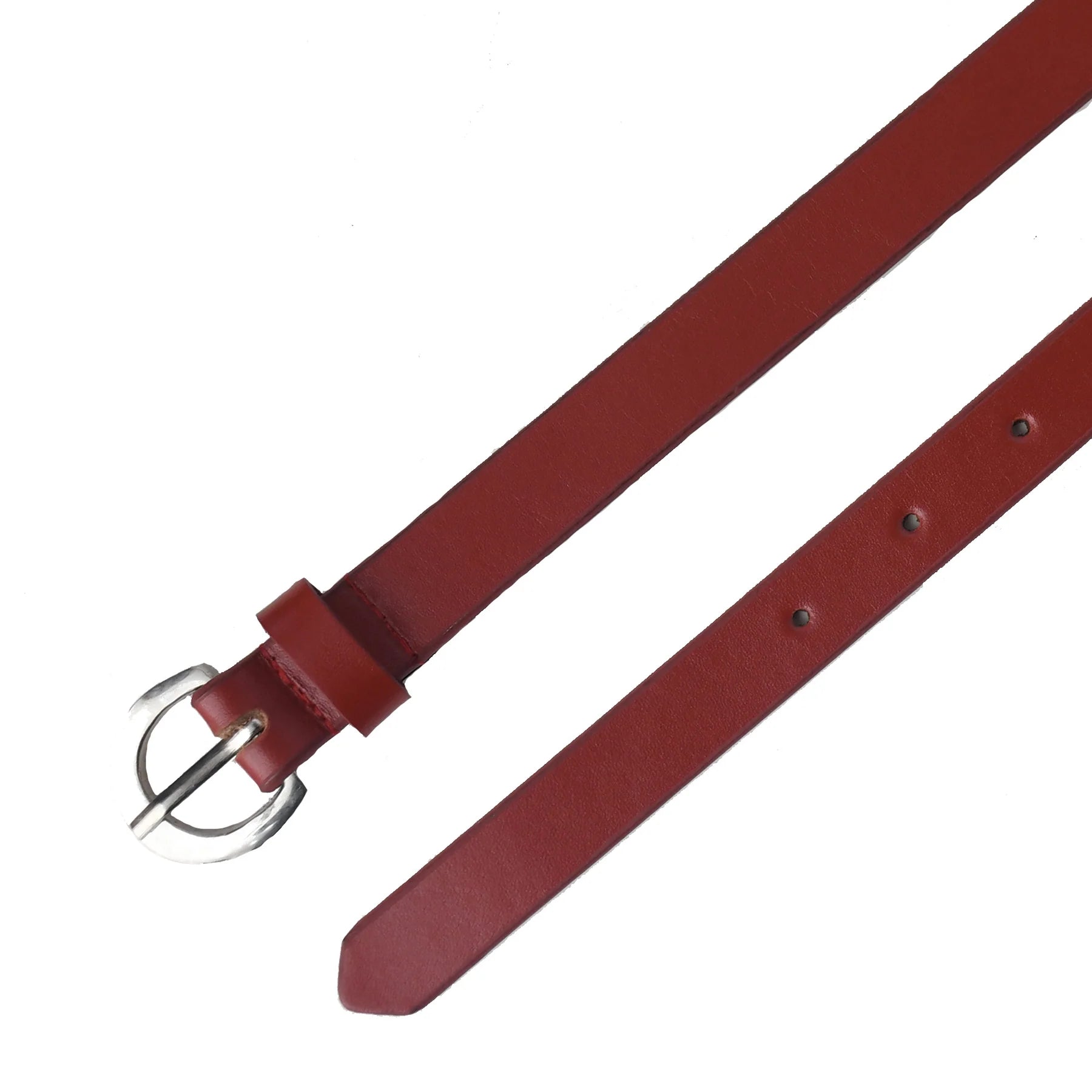 Luxury Handmade Genuine Leather Ladies Belt – Classic Red Minimal