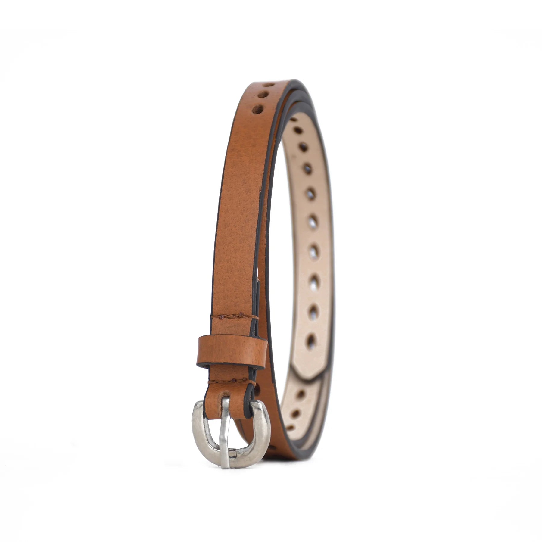 Luxury Handmade Genuine Leather Ladies Belt – Classic Tan Minimal