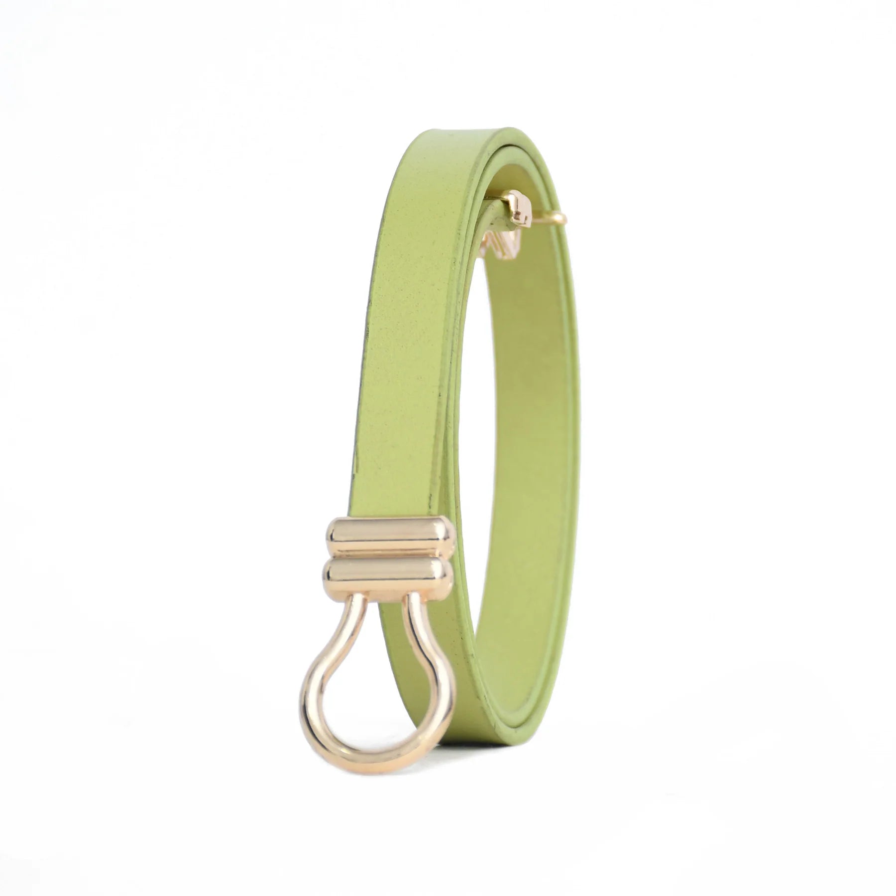 Luxury Handmade Genuine Leather Ladies Belt – Lime Green Gold Hook