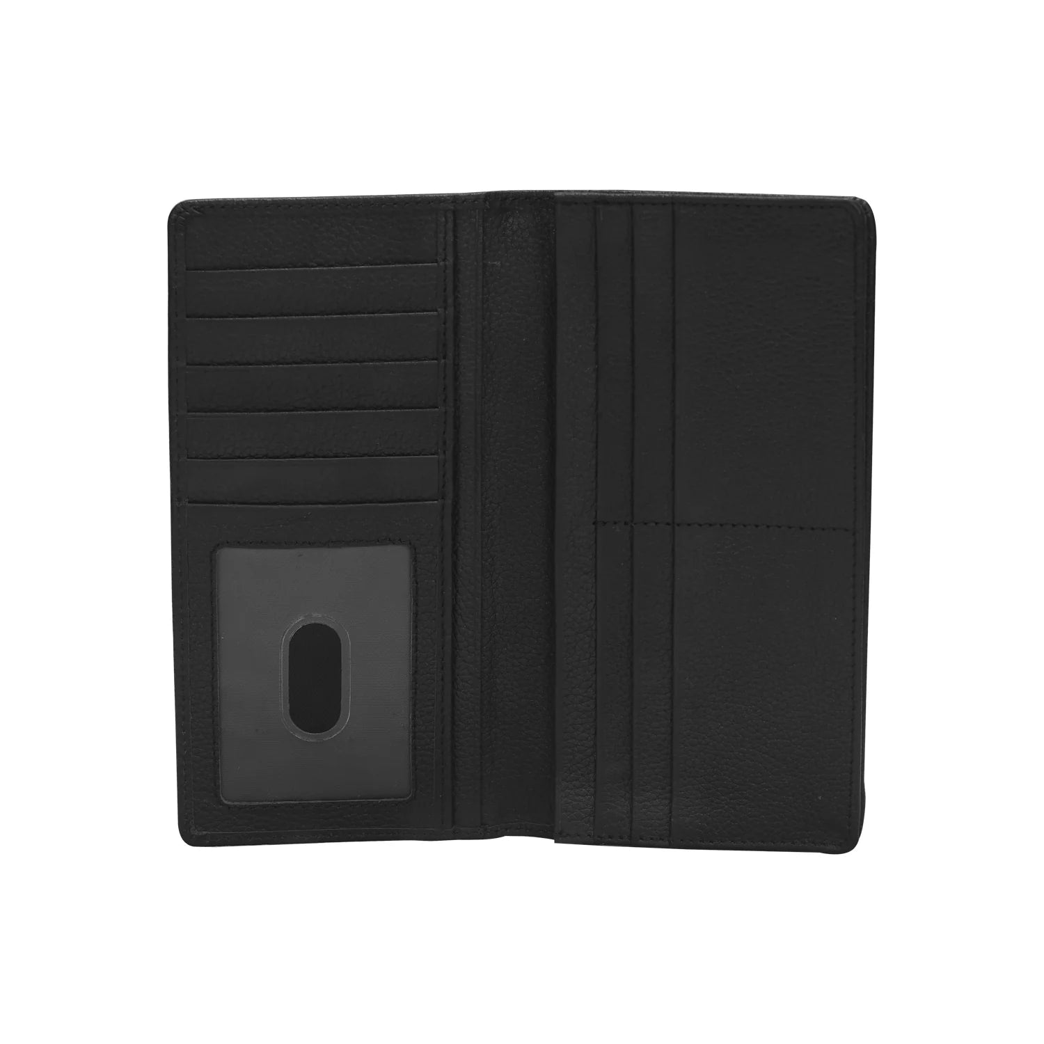 Premium Handmade Genuine Leather Long Bifold Wallet – Classic Black