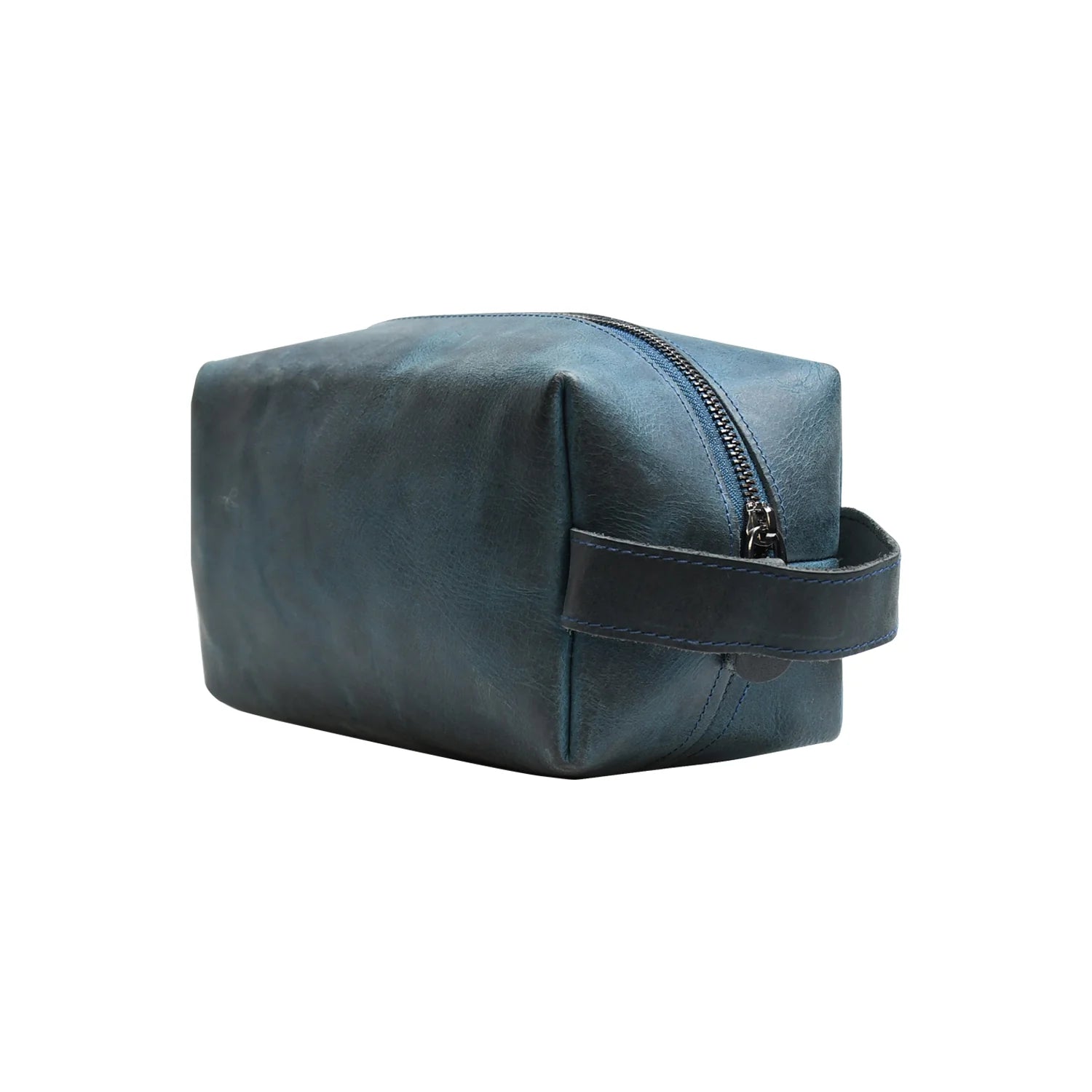 Premium Handmade Genuine Leather Toiletry Bag – Blue