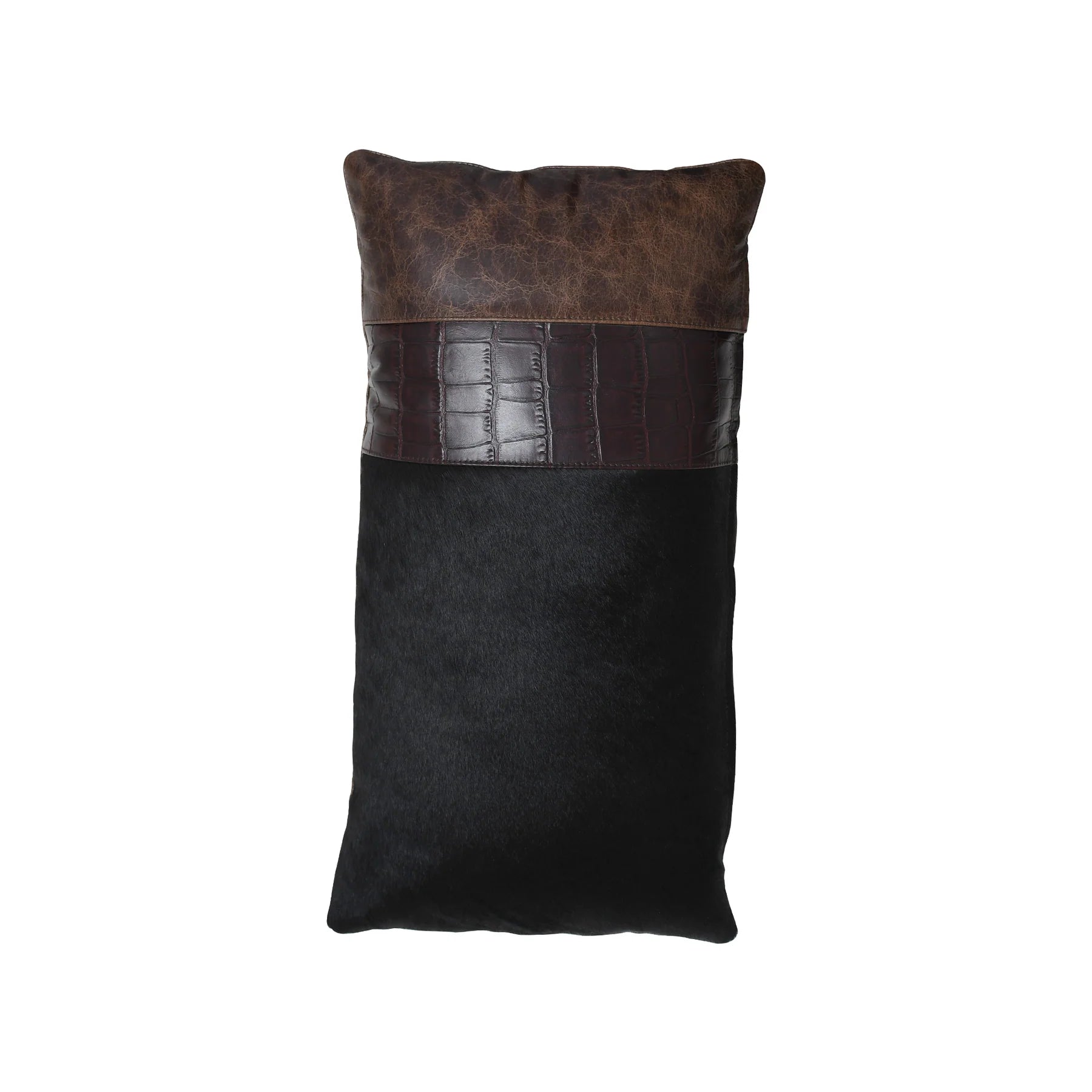 Handmade Genuine Multiple Leather & Hair-On Patchwork Cushion