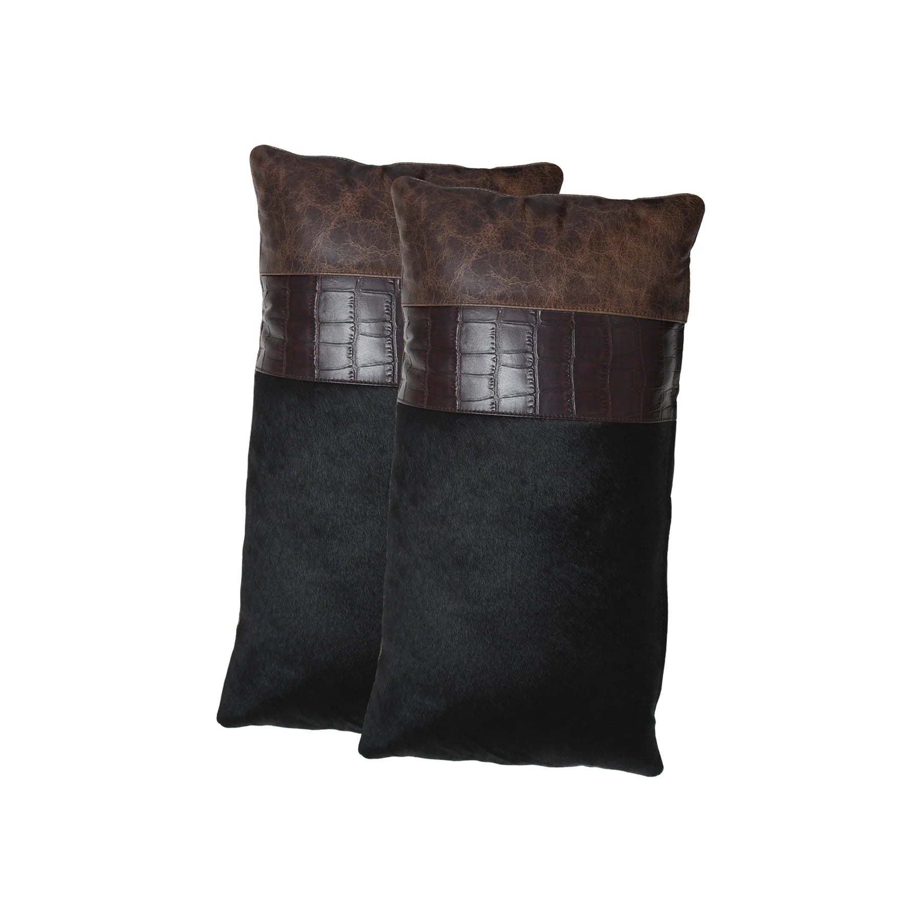 Handmade Genuine Multiple Leather & Hair-On Patchwork Cushion