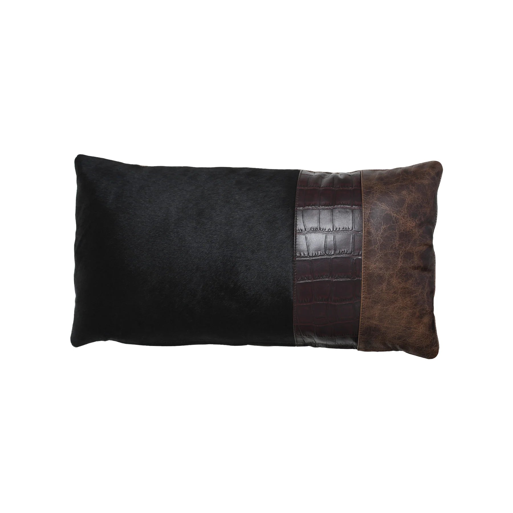 Handmade Genuine Multiple Leather & Hair-On Patchwork Cushion