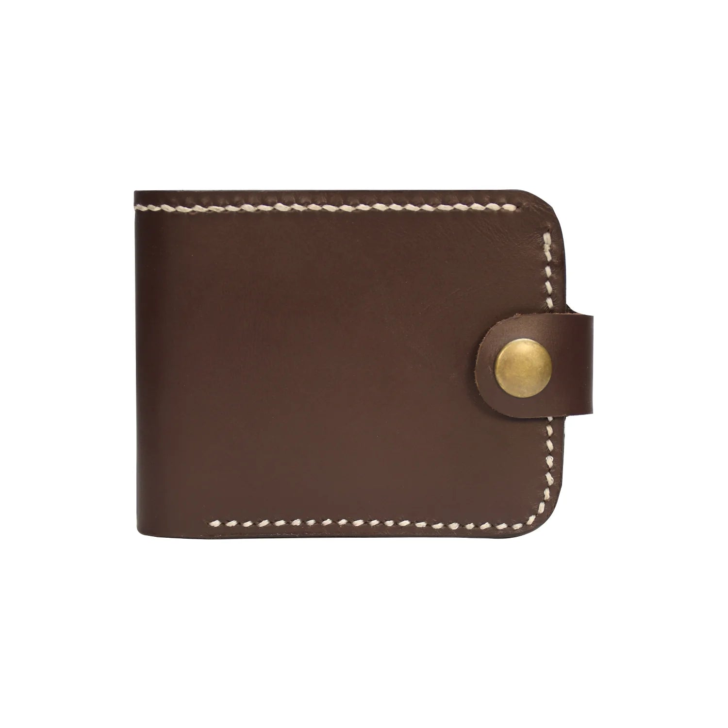 Premium & Genuine Leather Button Wallet – Classic Slim Bifold Card Holder